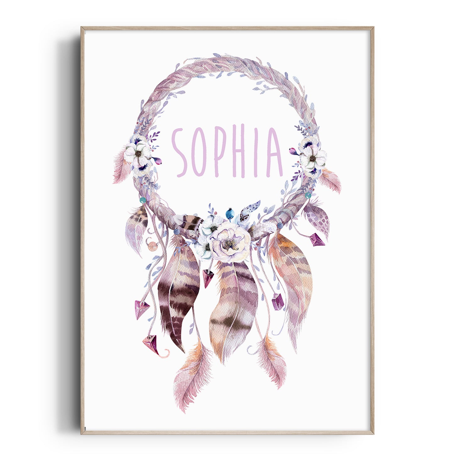 Woodland Boho Dreamcatcher Name Print