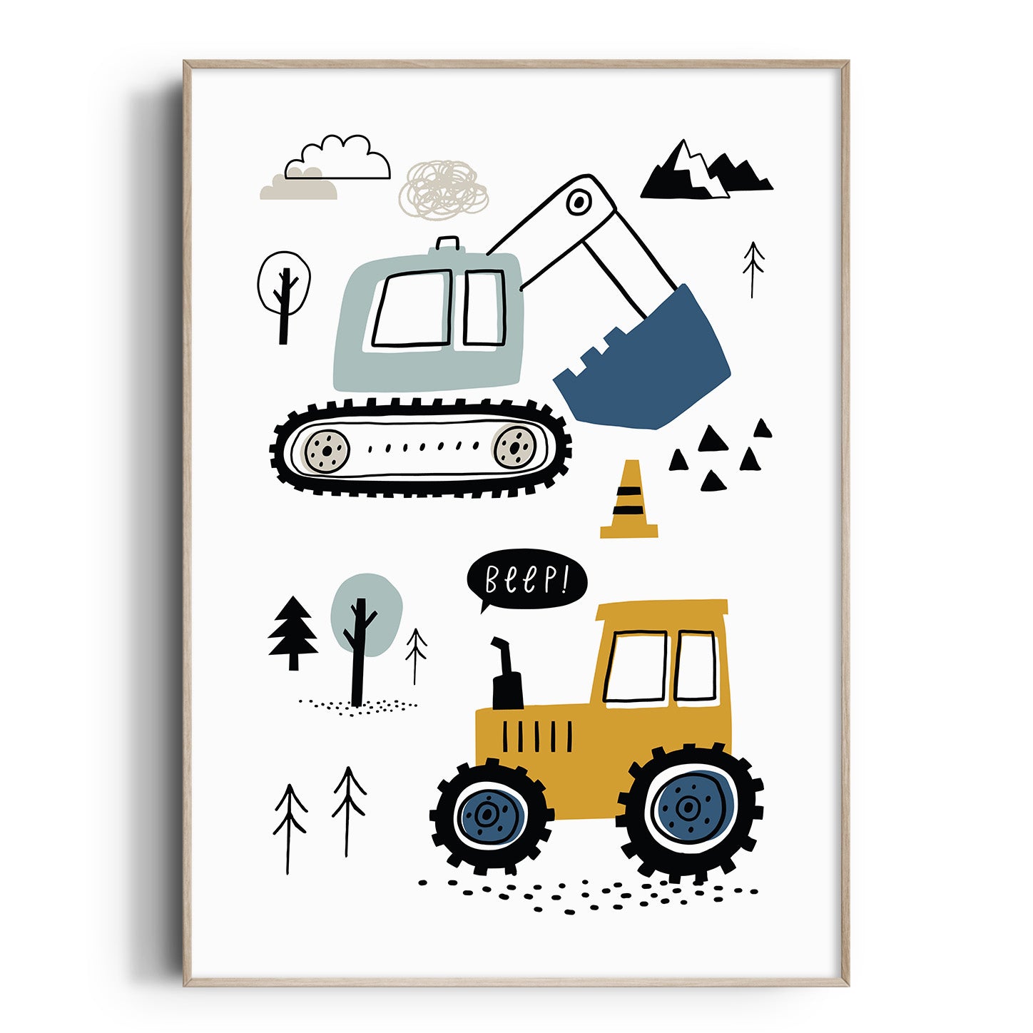 Construction Vehicles Print