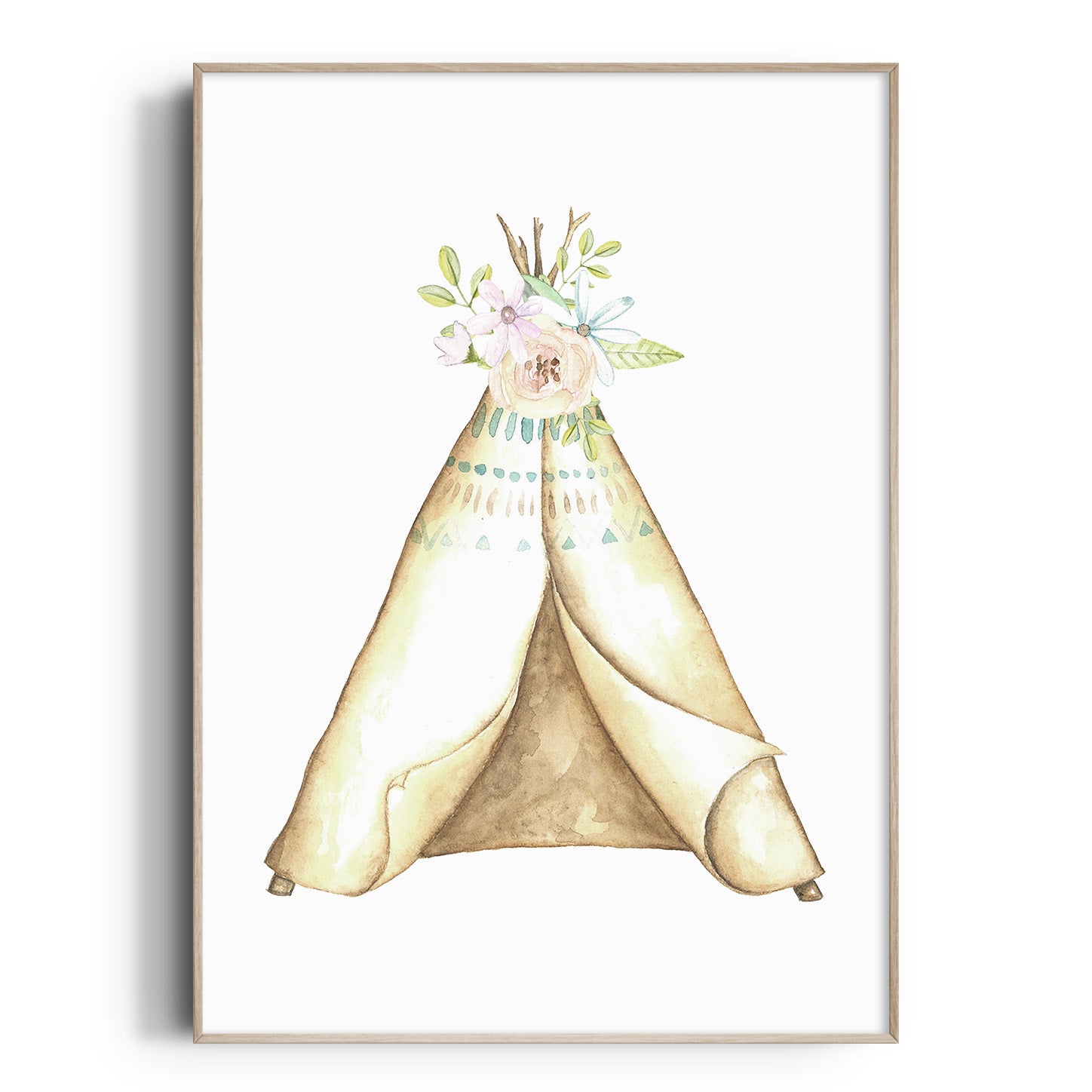 Floral Woodland Teepee Art Print