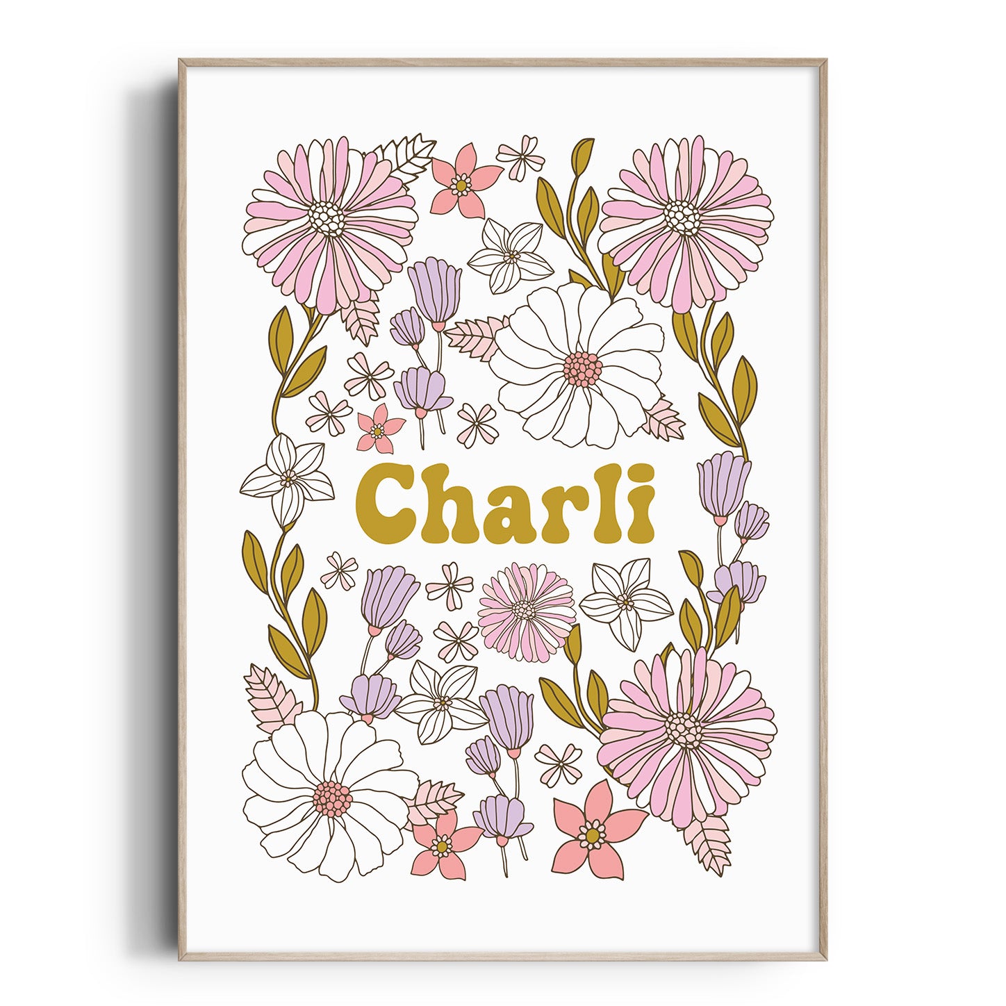 Retro Flower Name Print