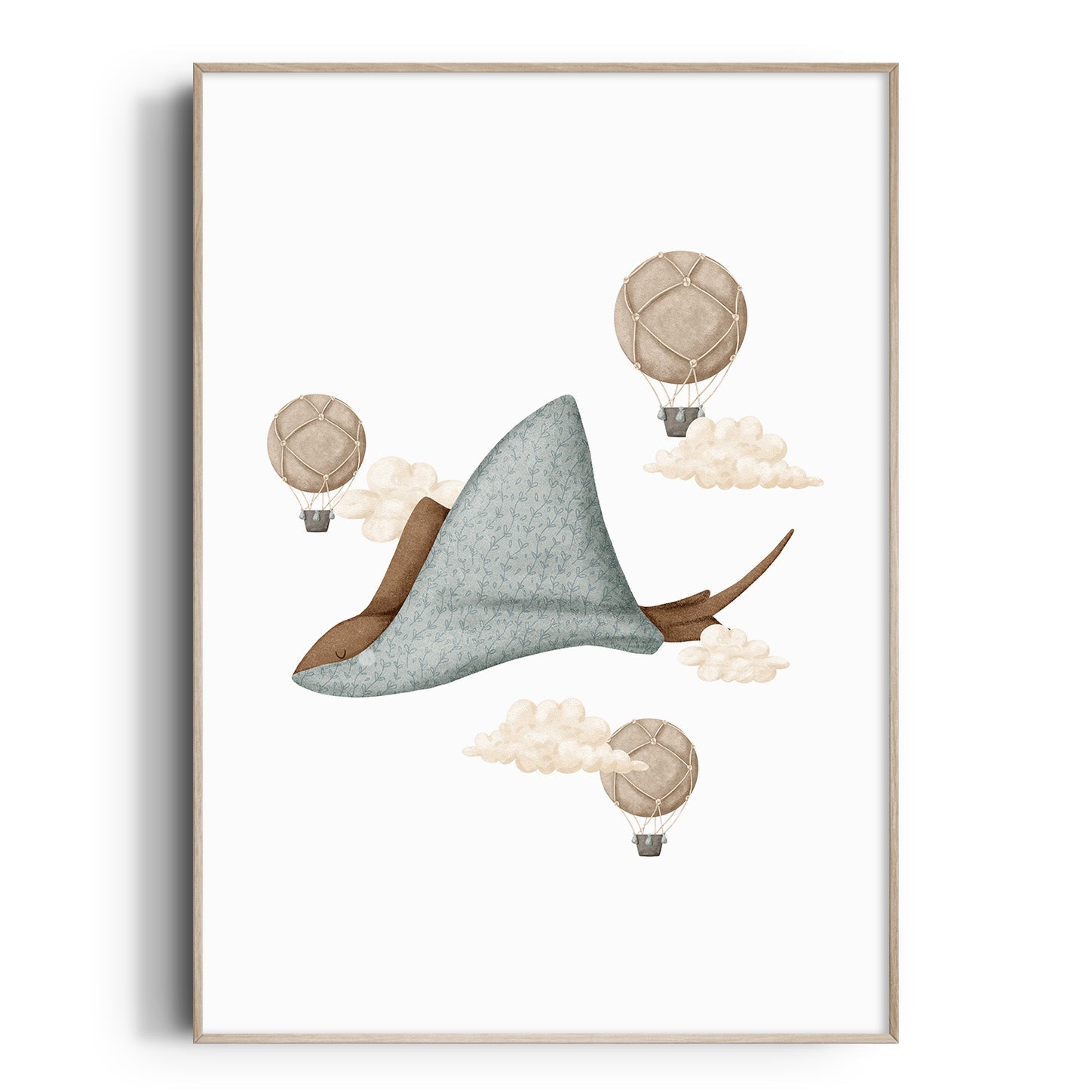 Boho Stingray & Hot Air Balloon Print