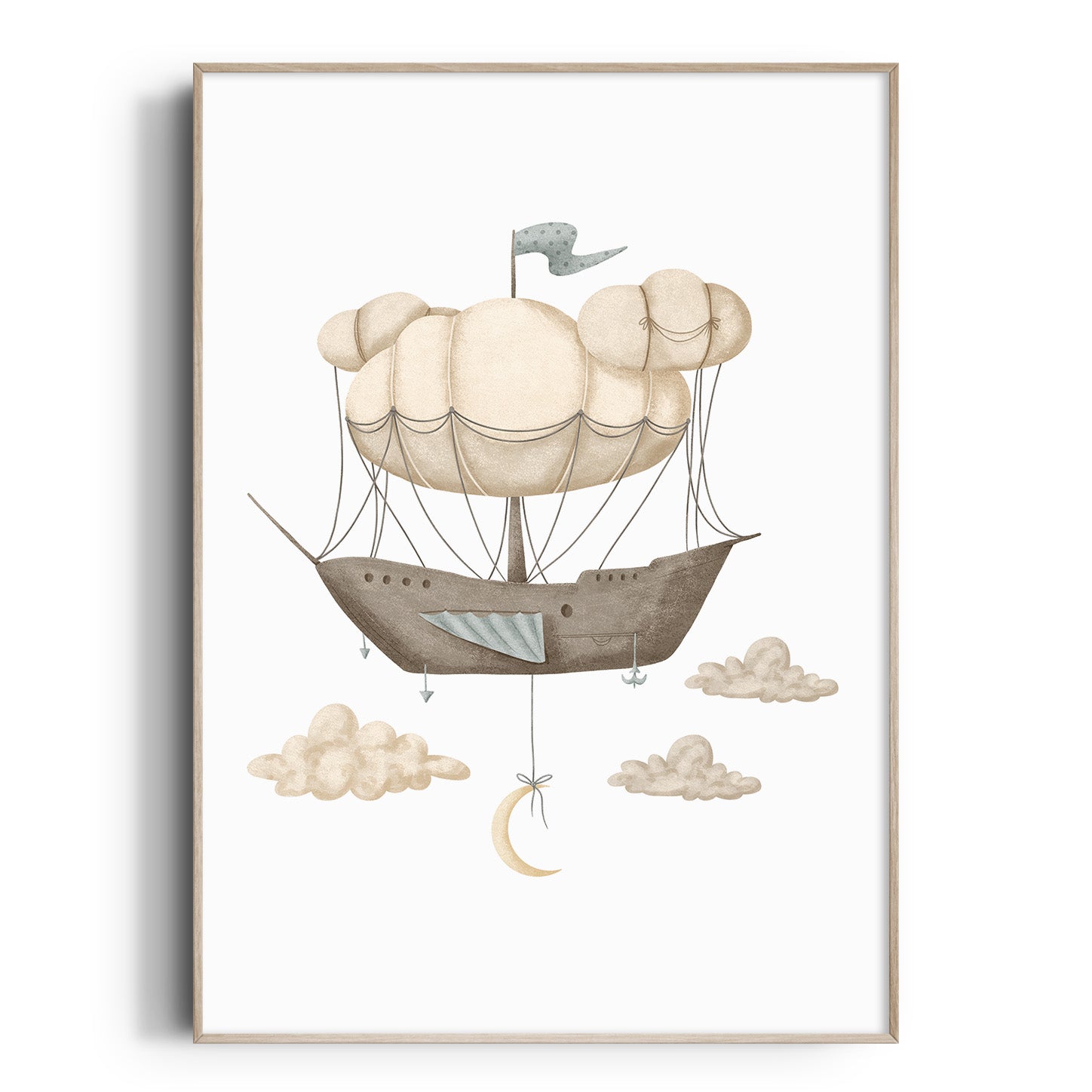 Hot Air Balloon Ship Print