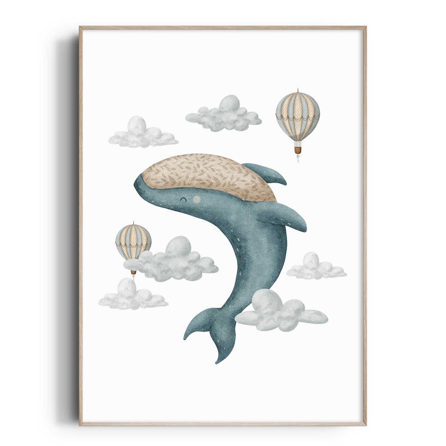Boho Whale & Hot Air Balloon Print