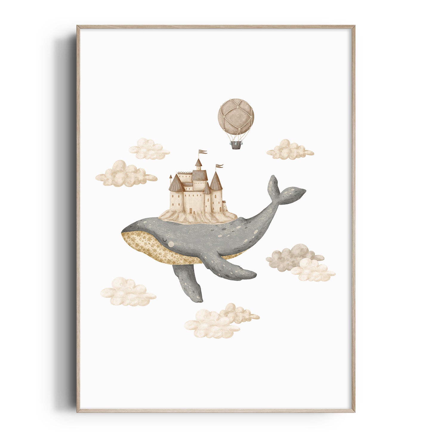 Boho Whale & Castle Print