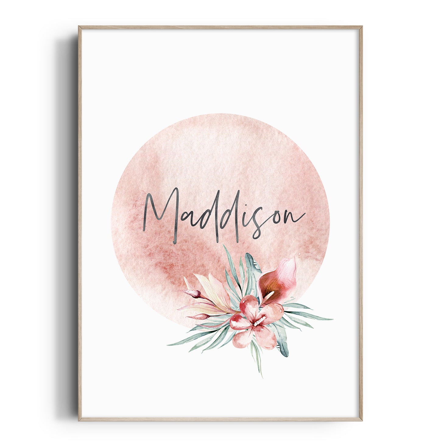 Safari Floral Wreath Name Print