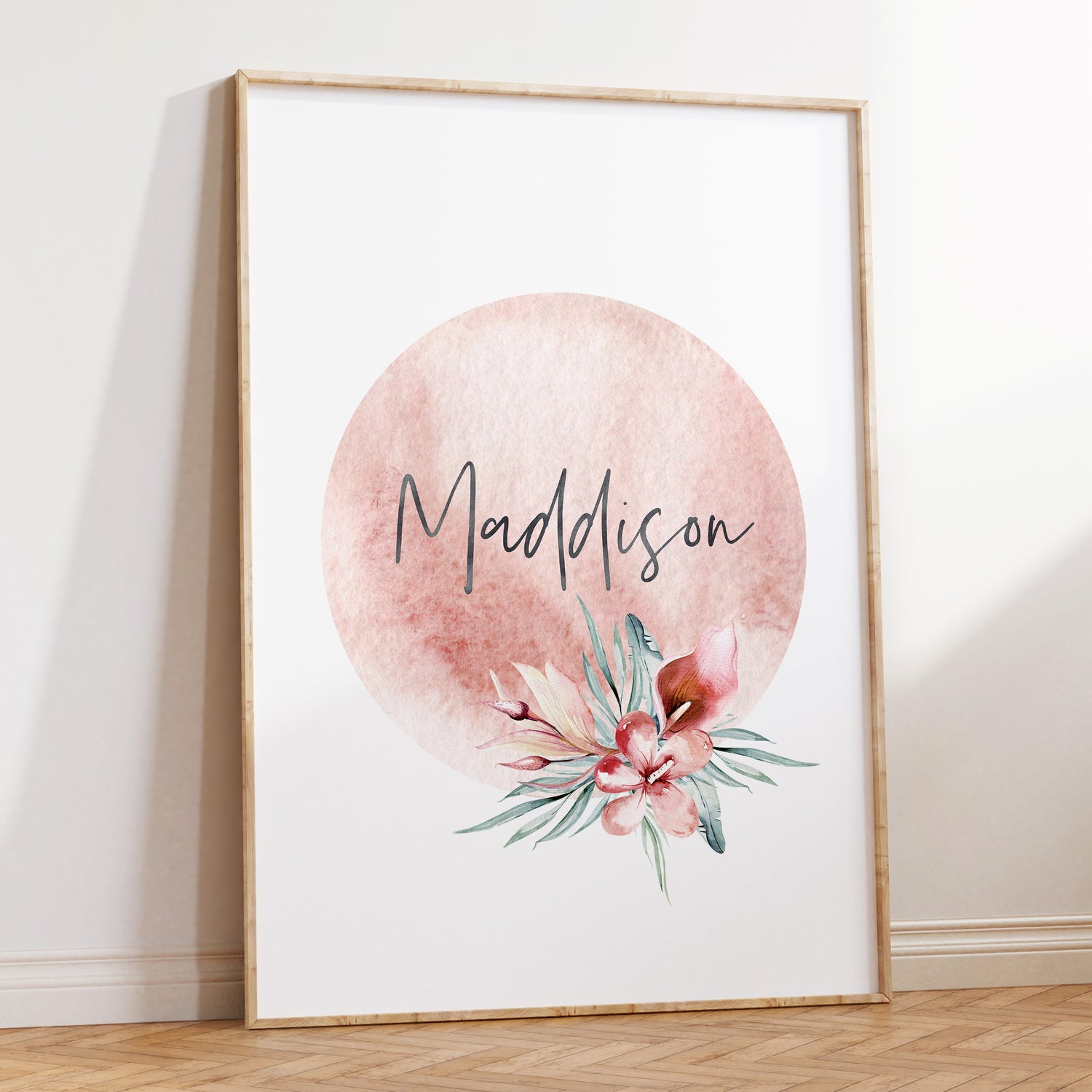 Safari Floral Wreath Name Print