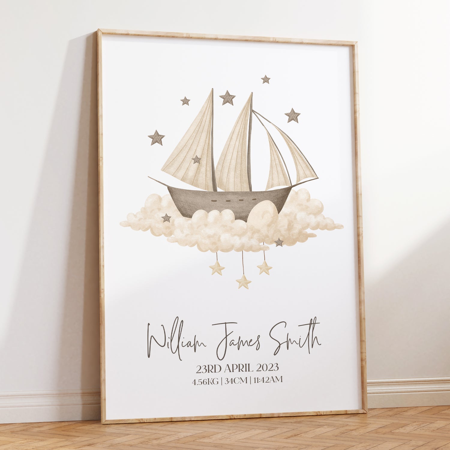 Vintage Ship Birth Print