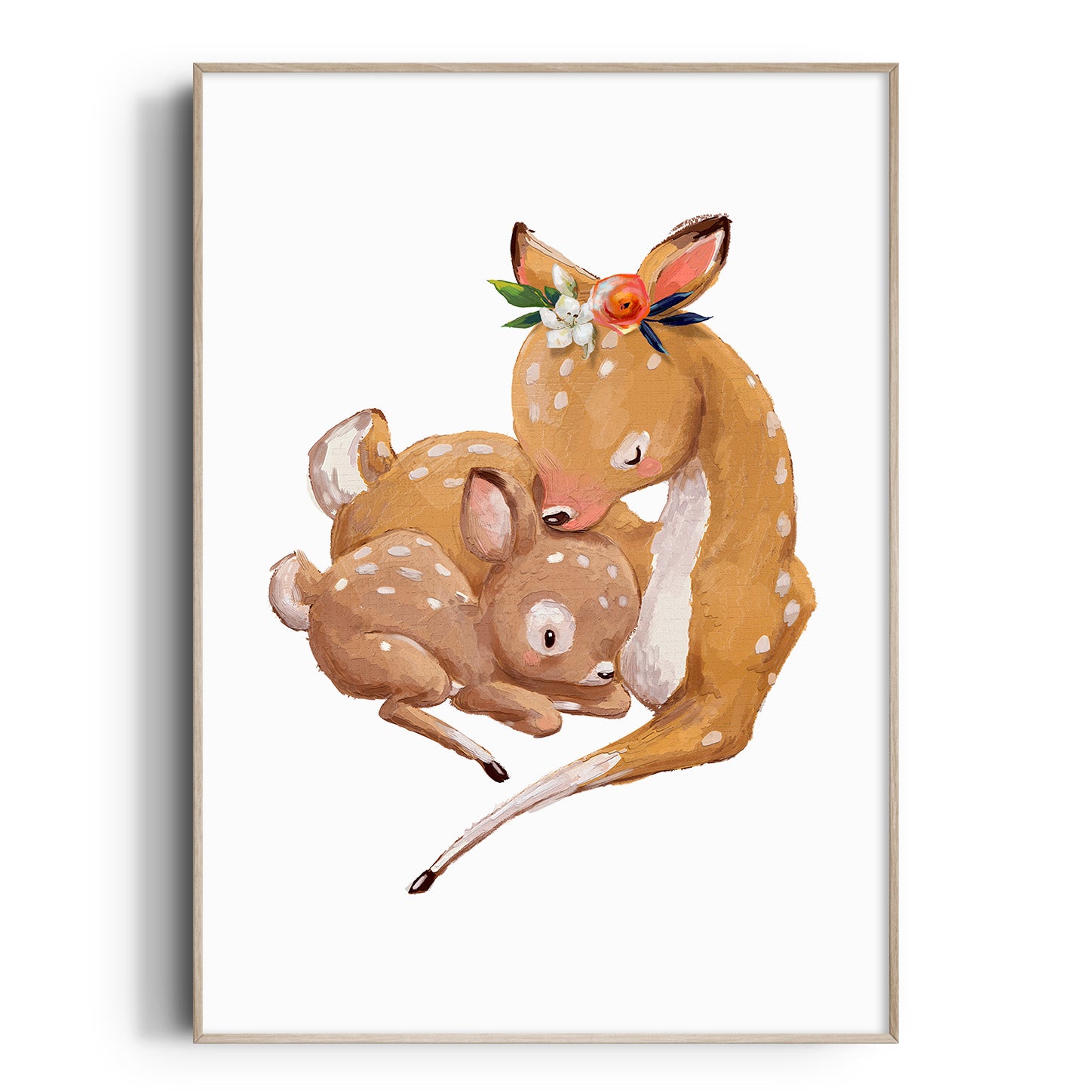 Woodland Deer & Baby Print