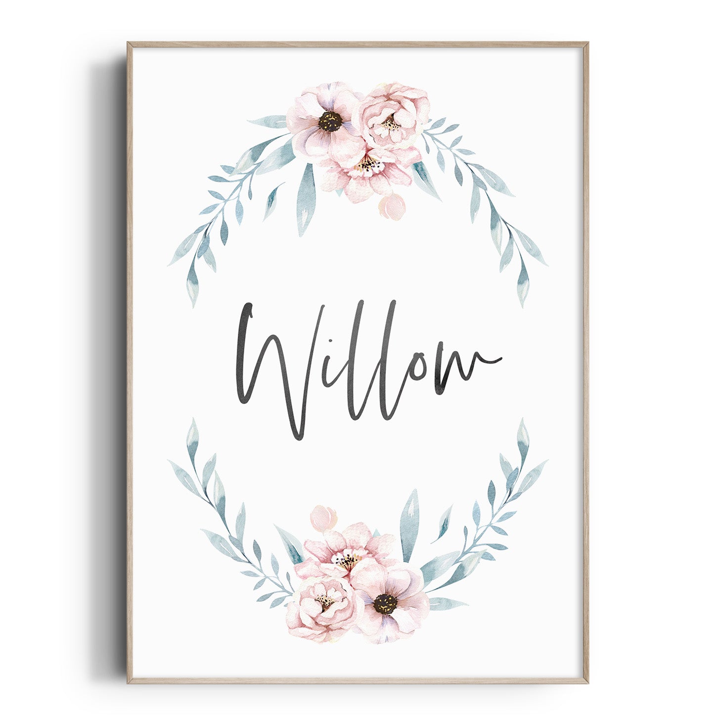 Floral Woodland Boho Wreath Name Print
