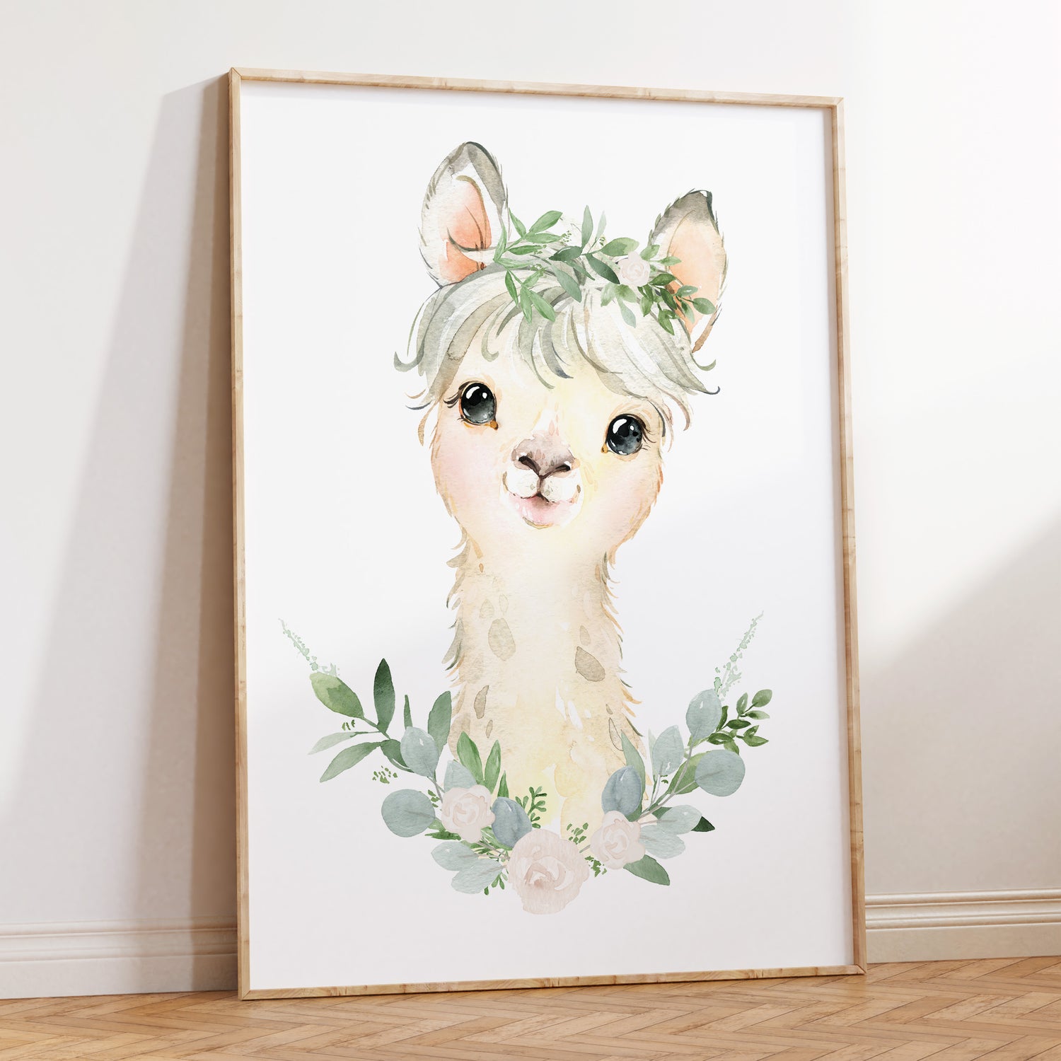 Floral Baby Llama Print
