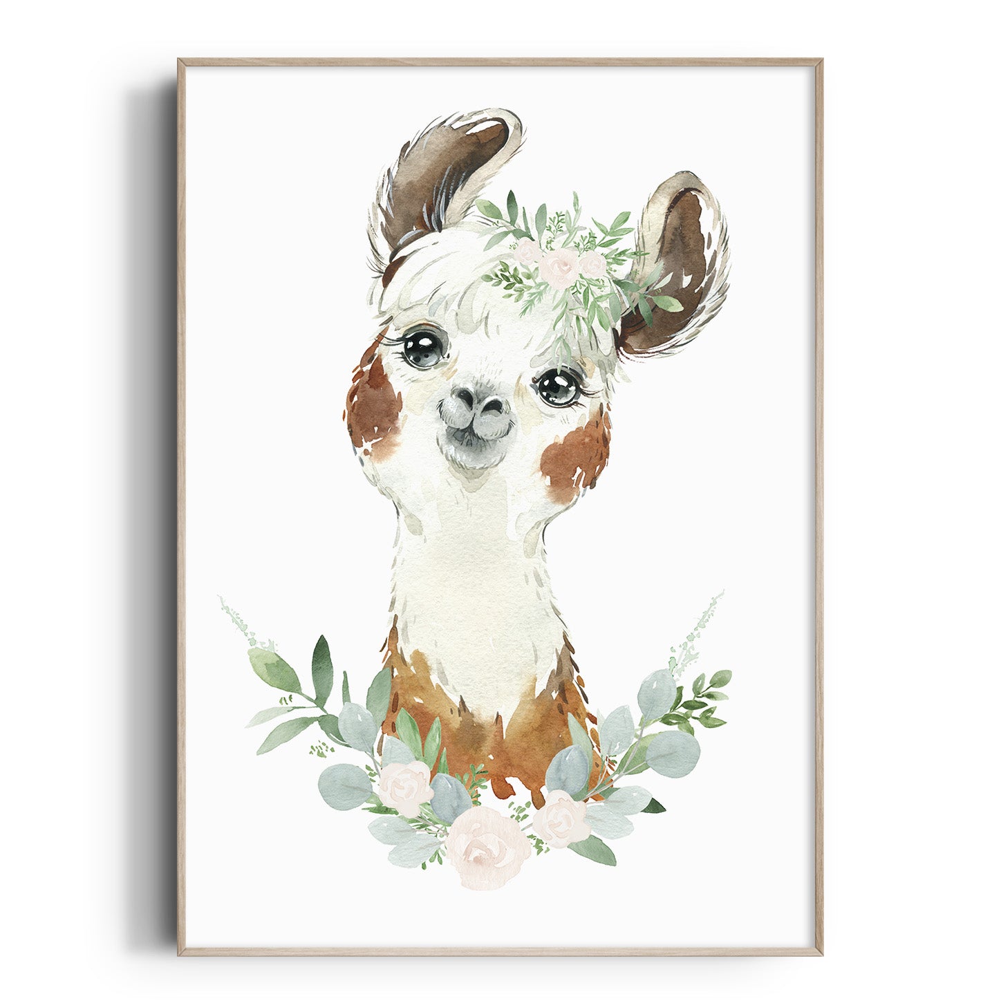 Floral Baby Llama Print