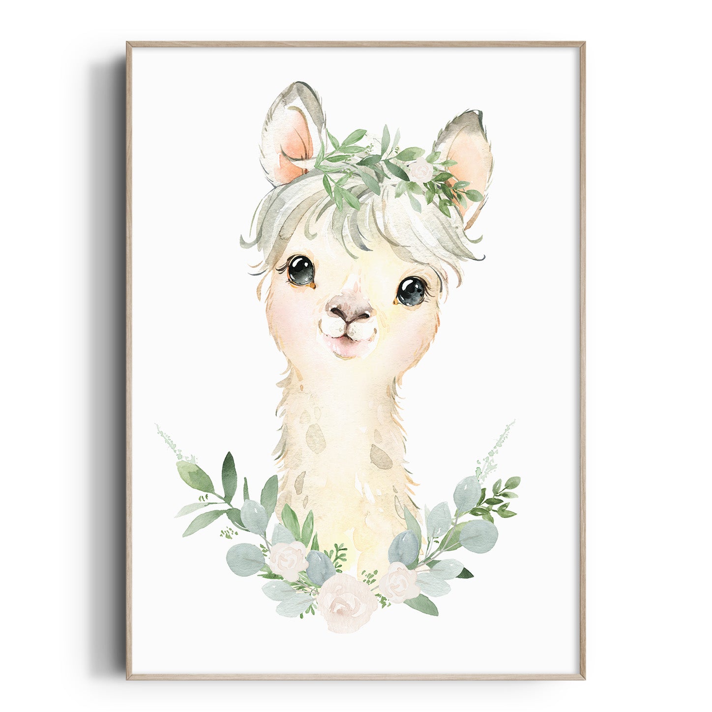 Floral Baby Llama Print