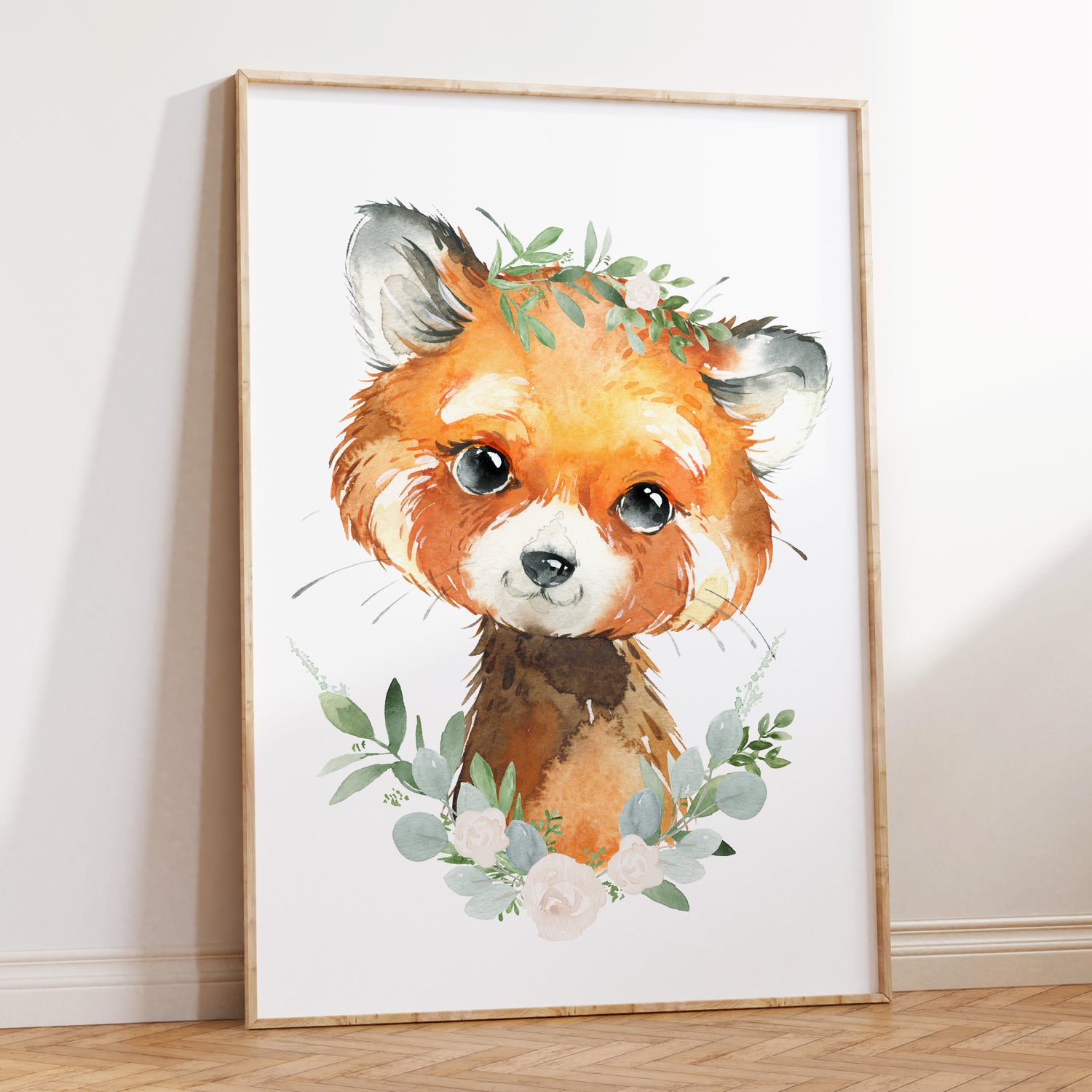 Floral Baby Red Panda Print
