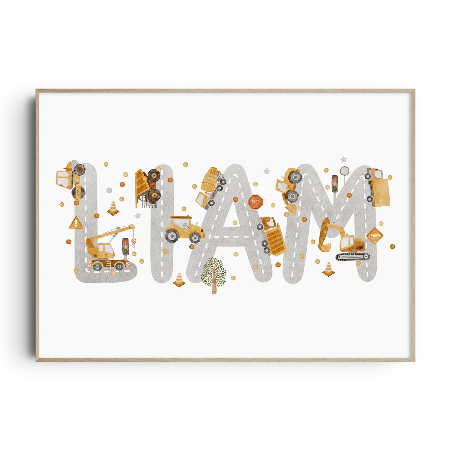 Construction Vehicle Name Print