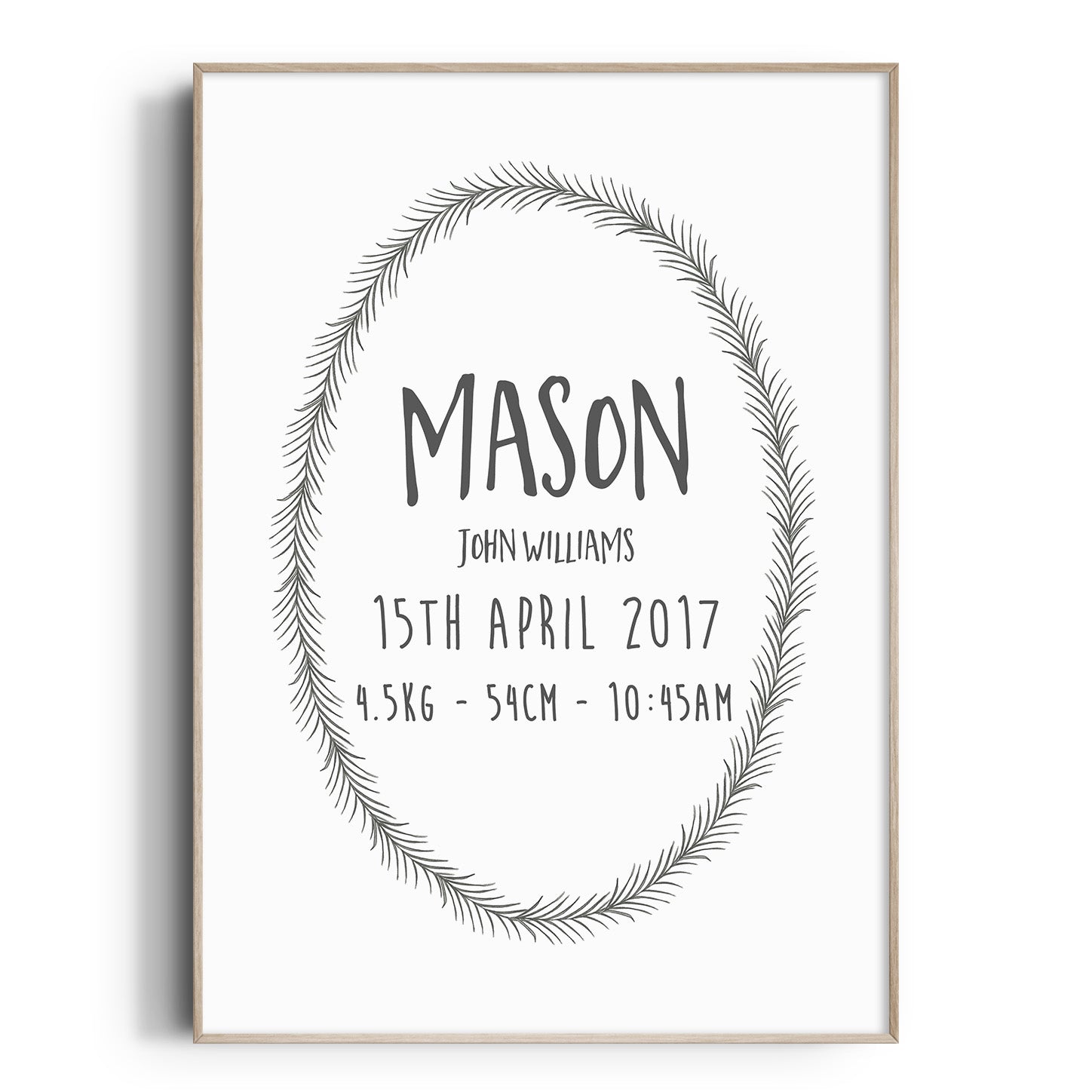 Woodland Wreath Birth Print