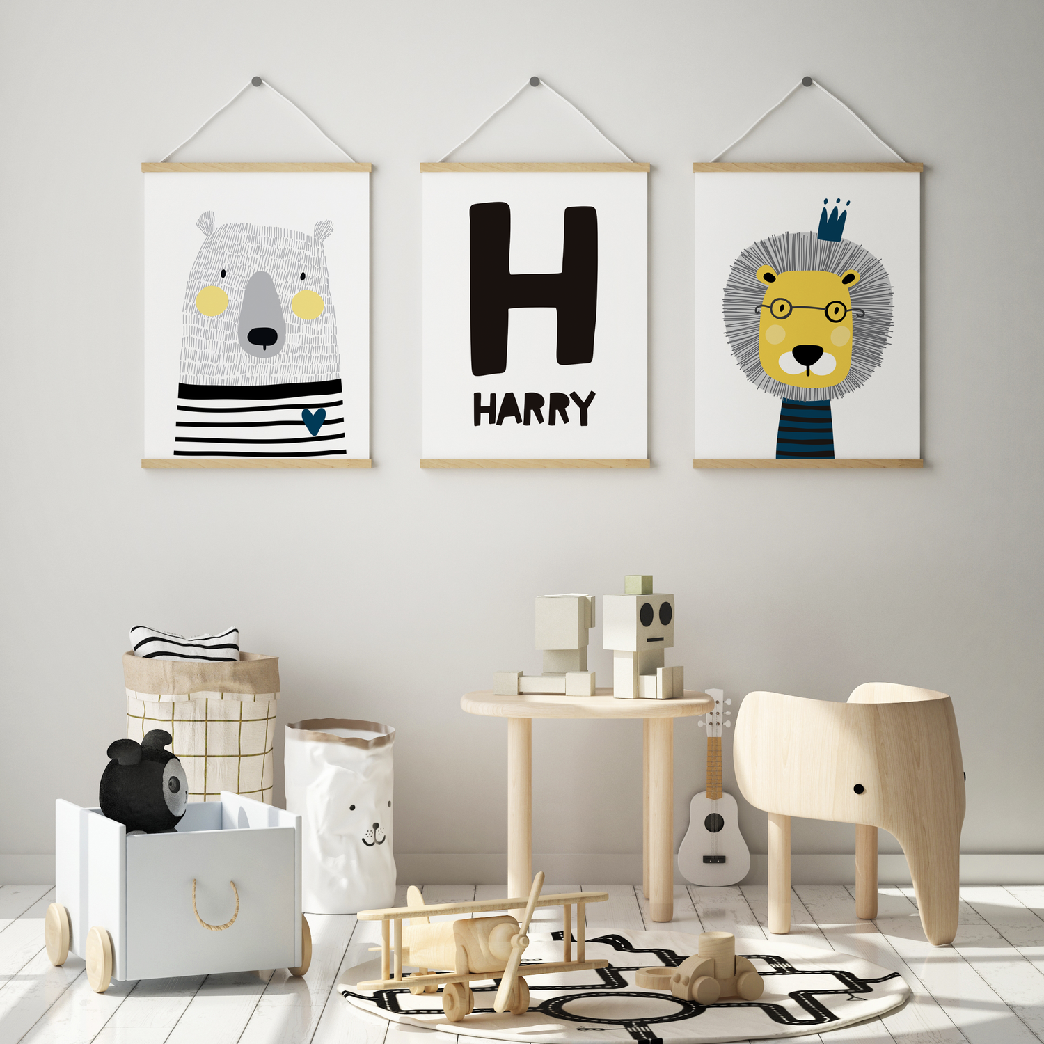 Lion, Bear & Name Prints