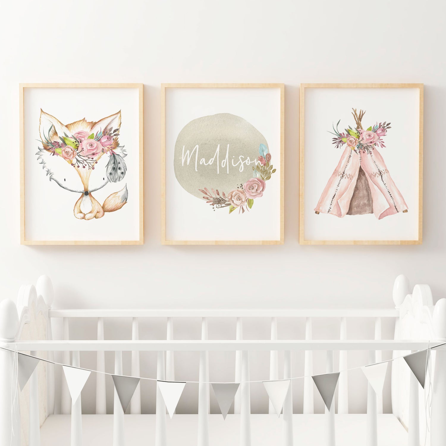 Woodland Fox, Teepee & Name Prints
