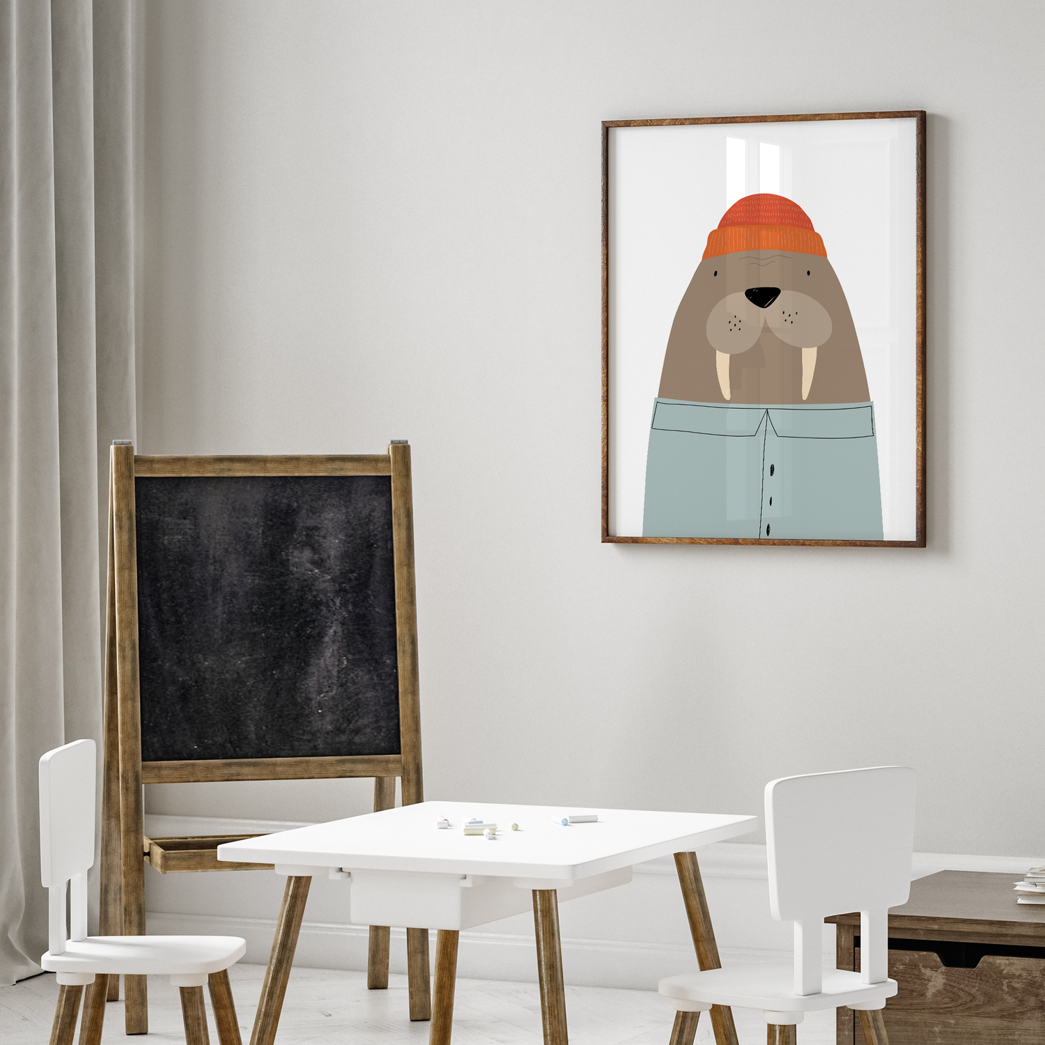 Walrus Sailor Print - Green