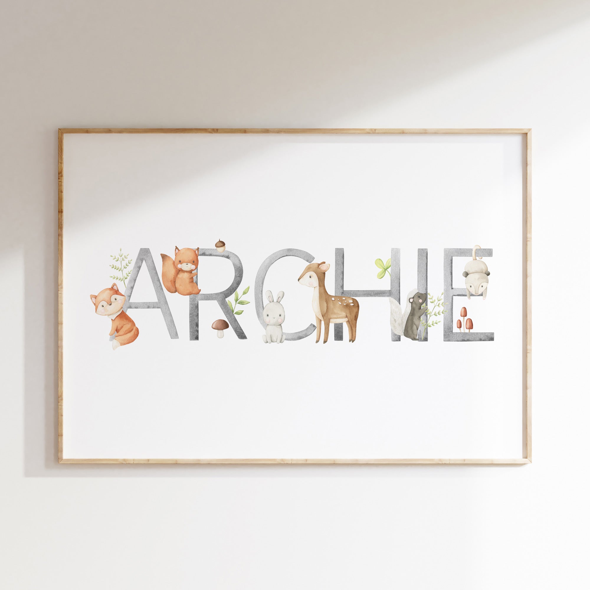 Woodland Animal Name Print