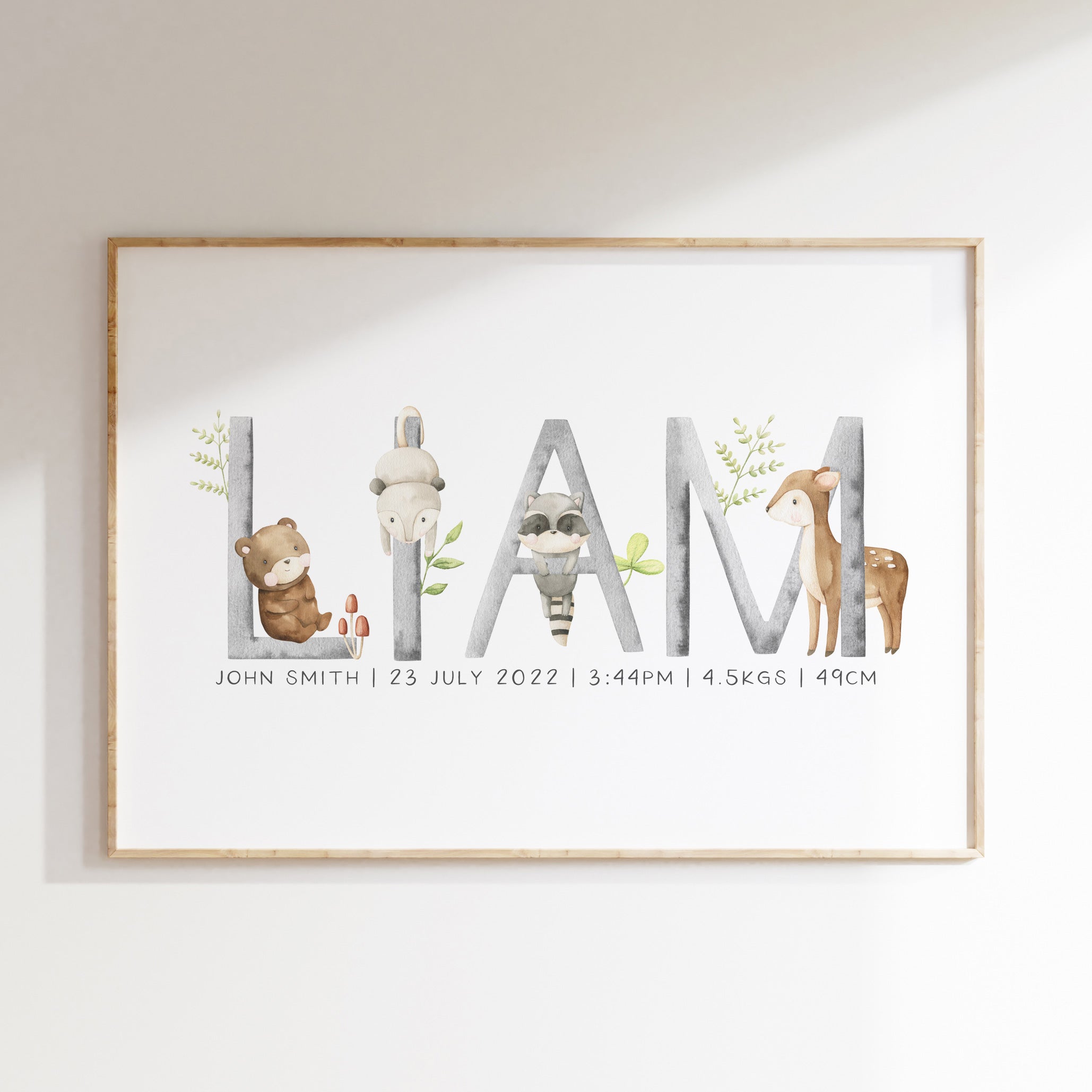 Woodland Animal Name Print