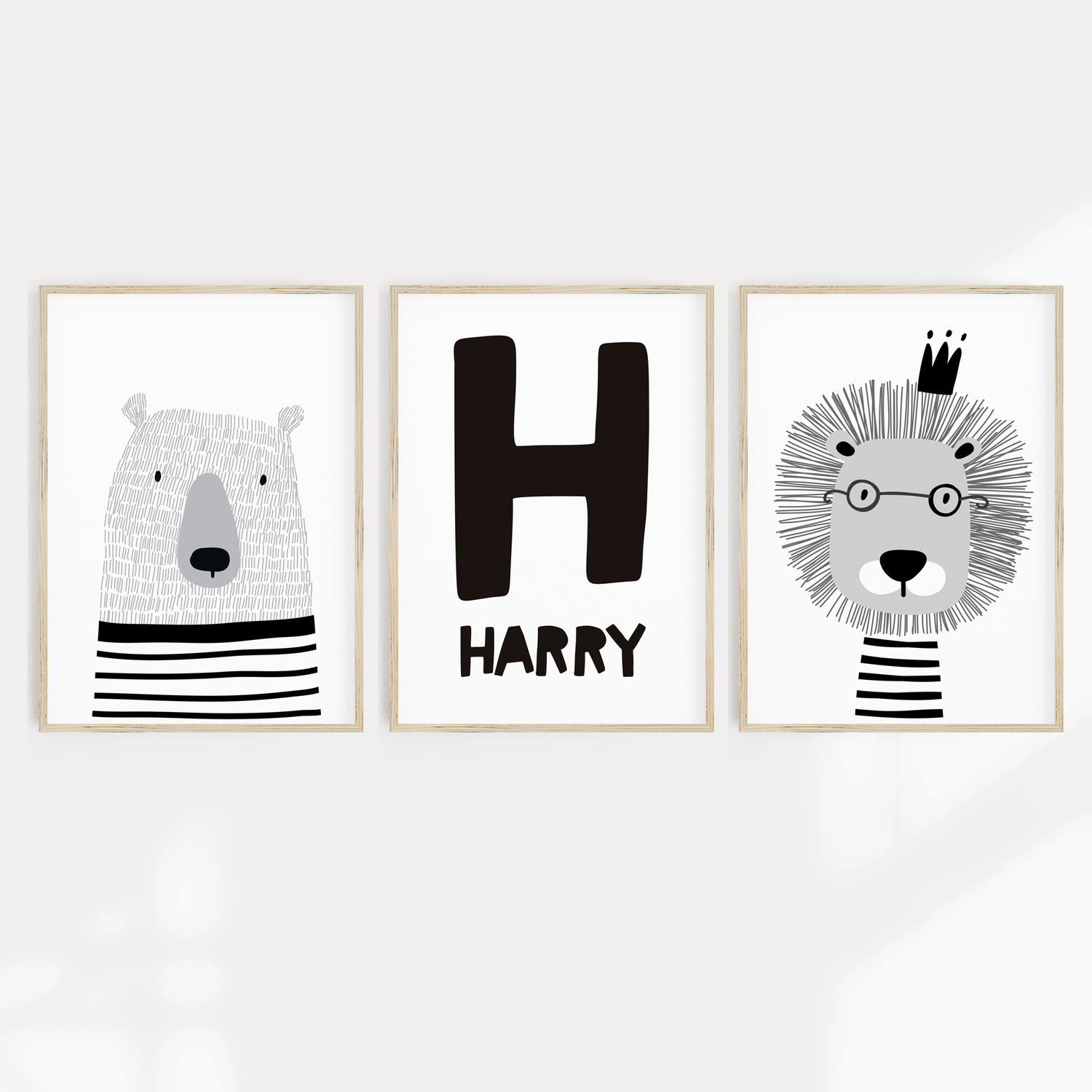 Scandi Lion, Bear & Name Prints