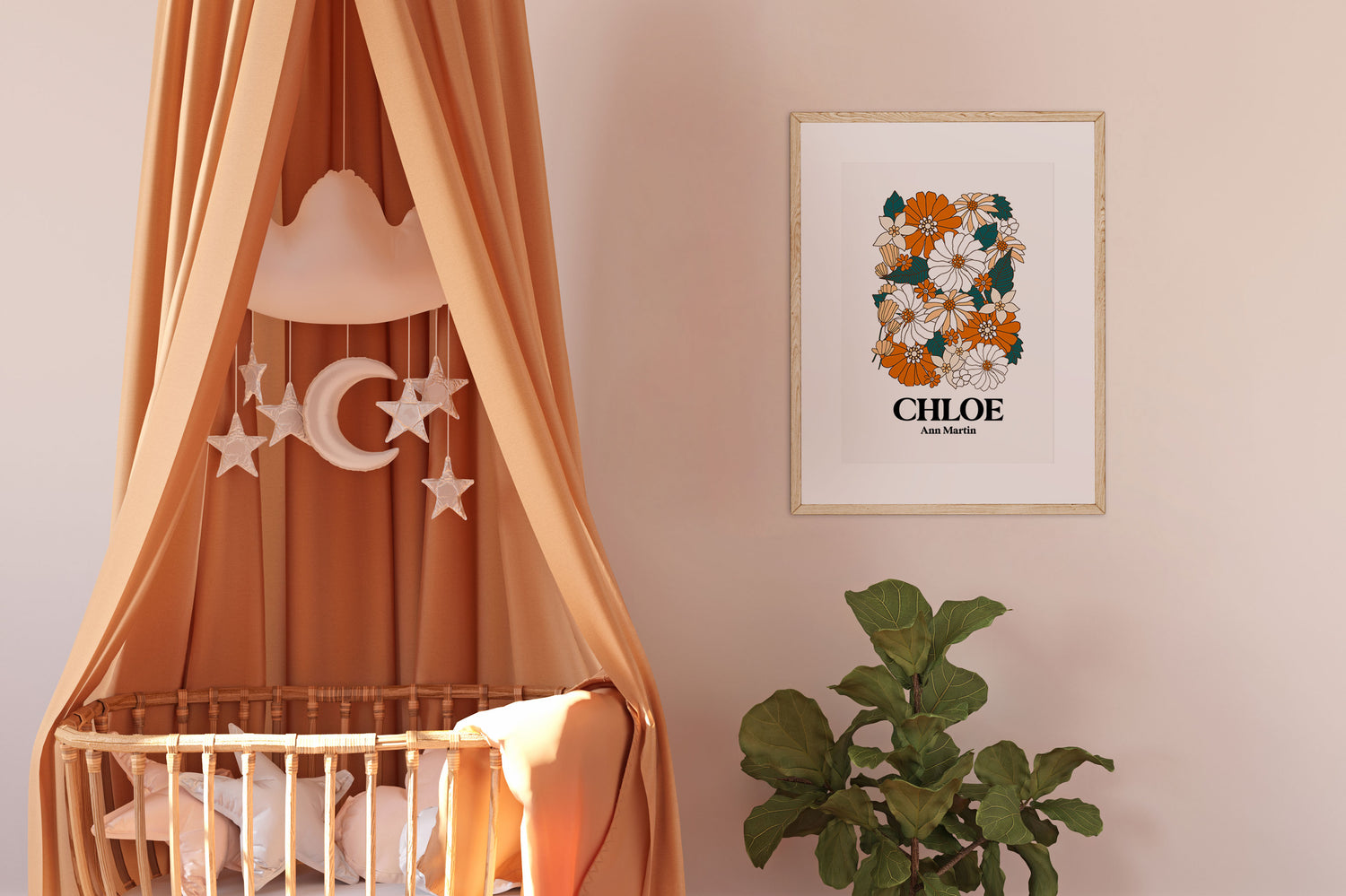 Retro Flower Name Print