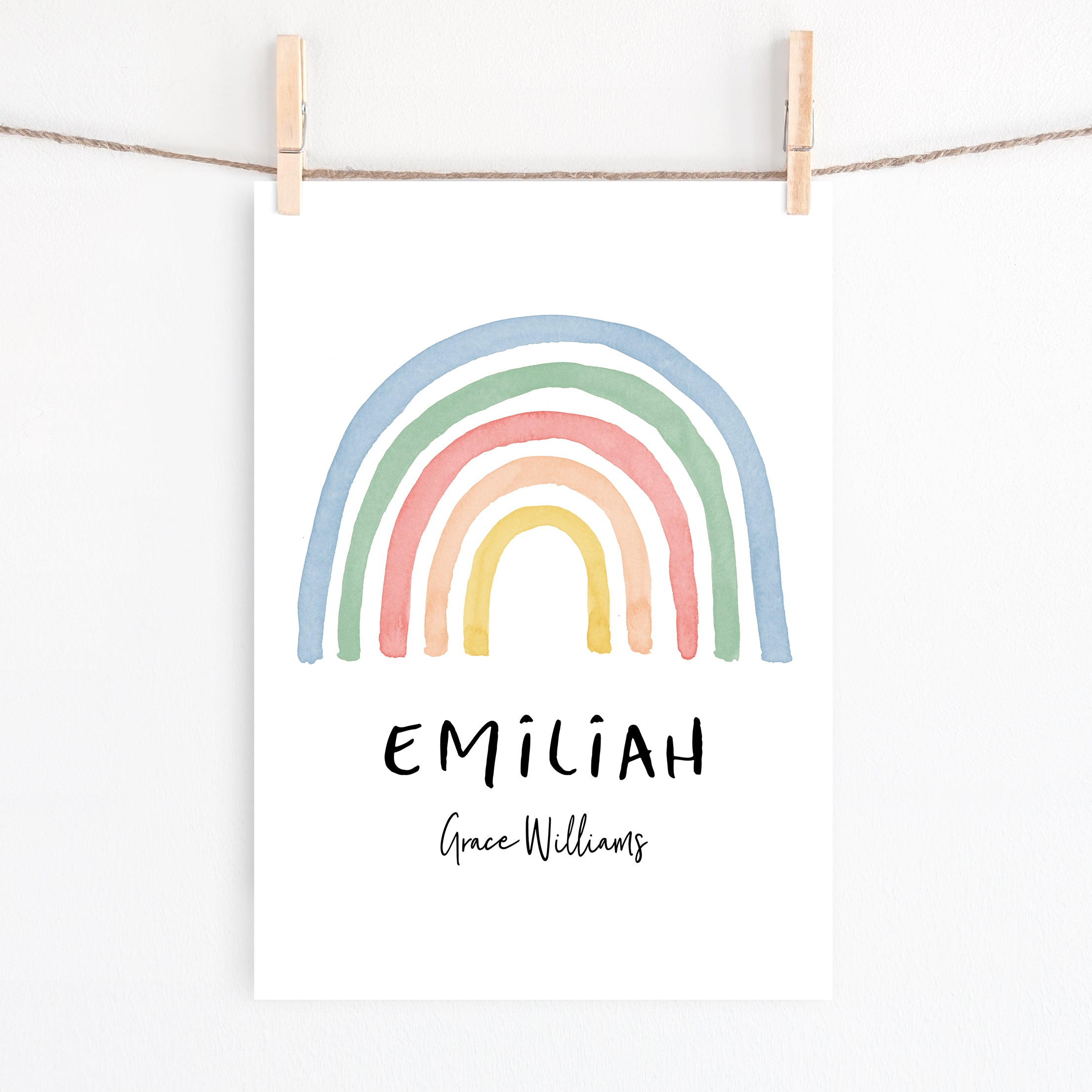 Watercolour Rainbow Name Print