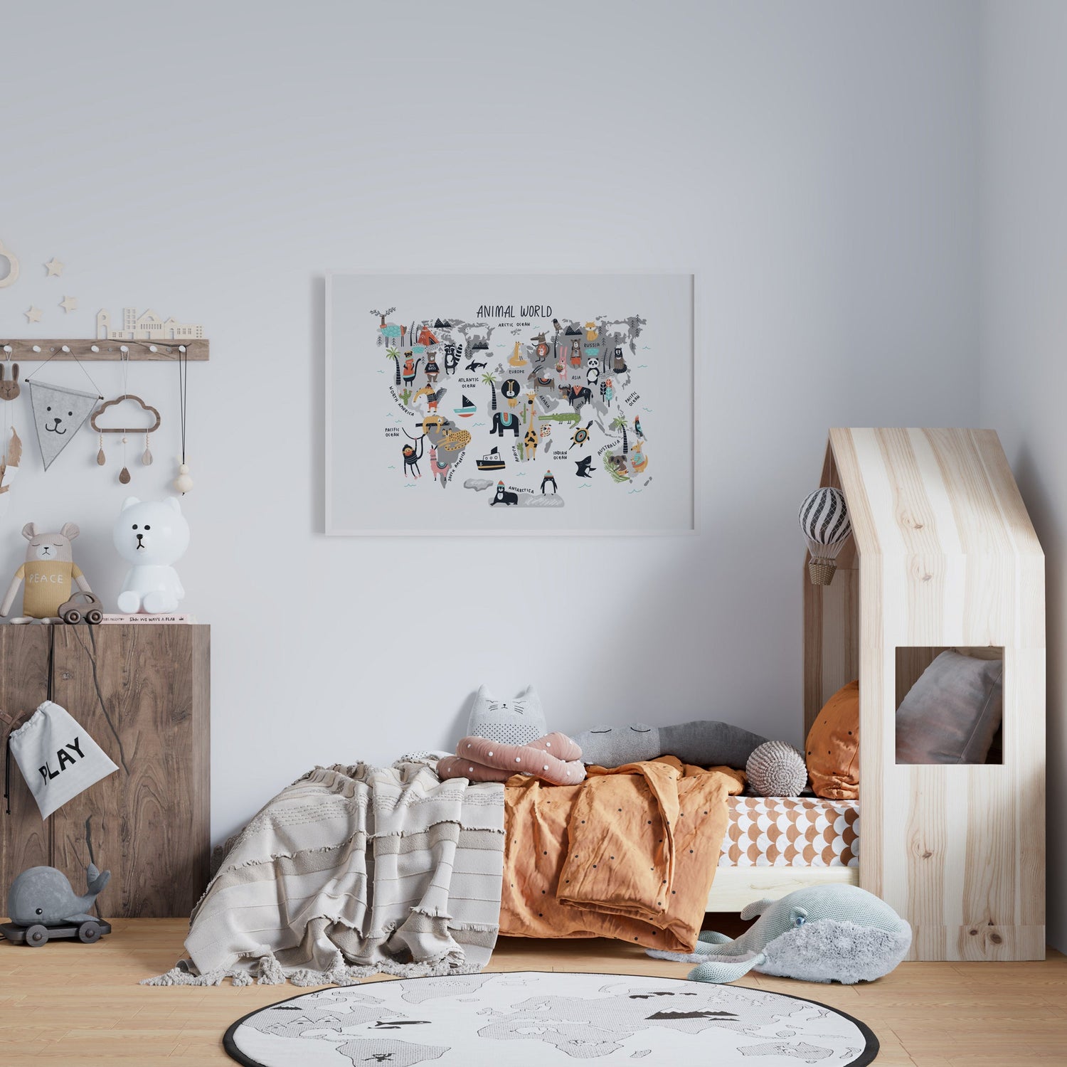 Animal World Map Print