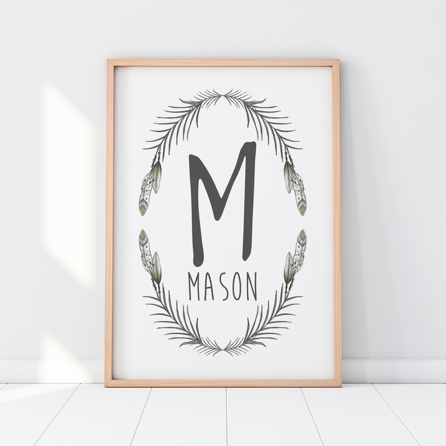 Boys Woodland Nursery print, Nursery Name Art