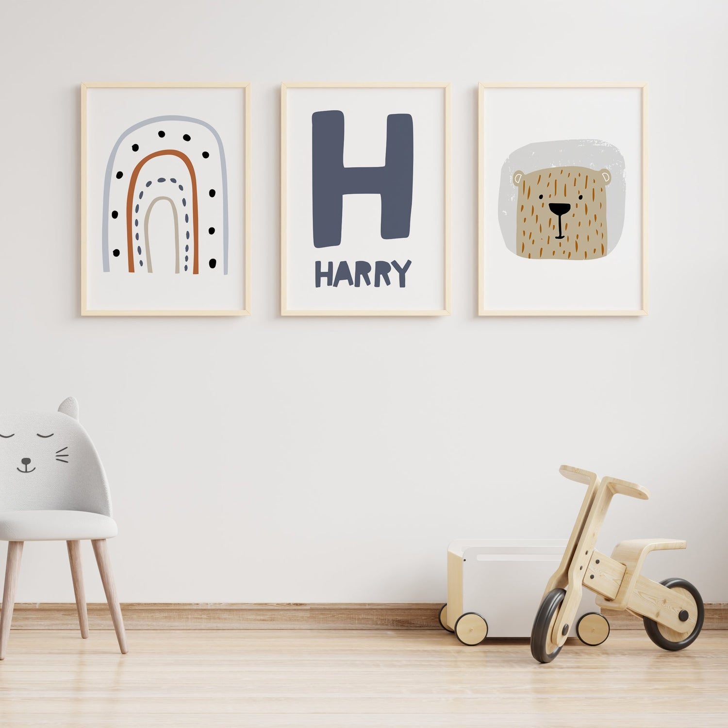 Bear, Rainbow & Name Prints