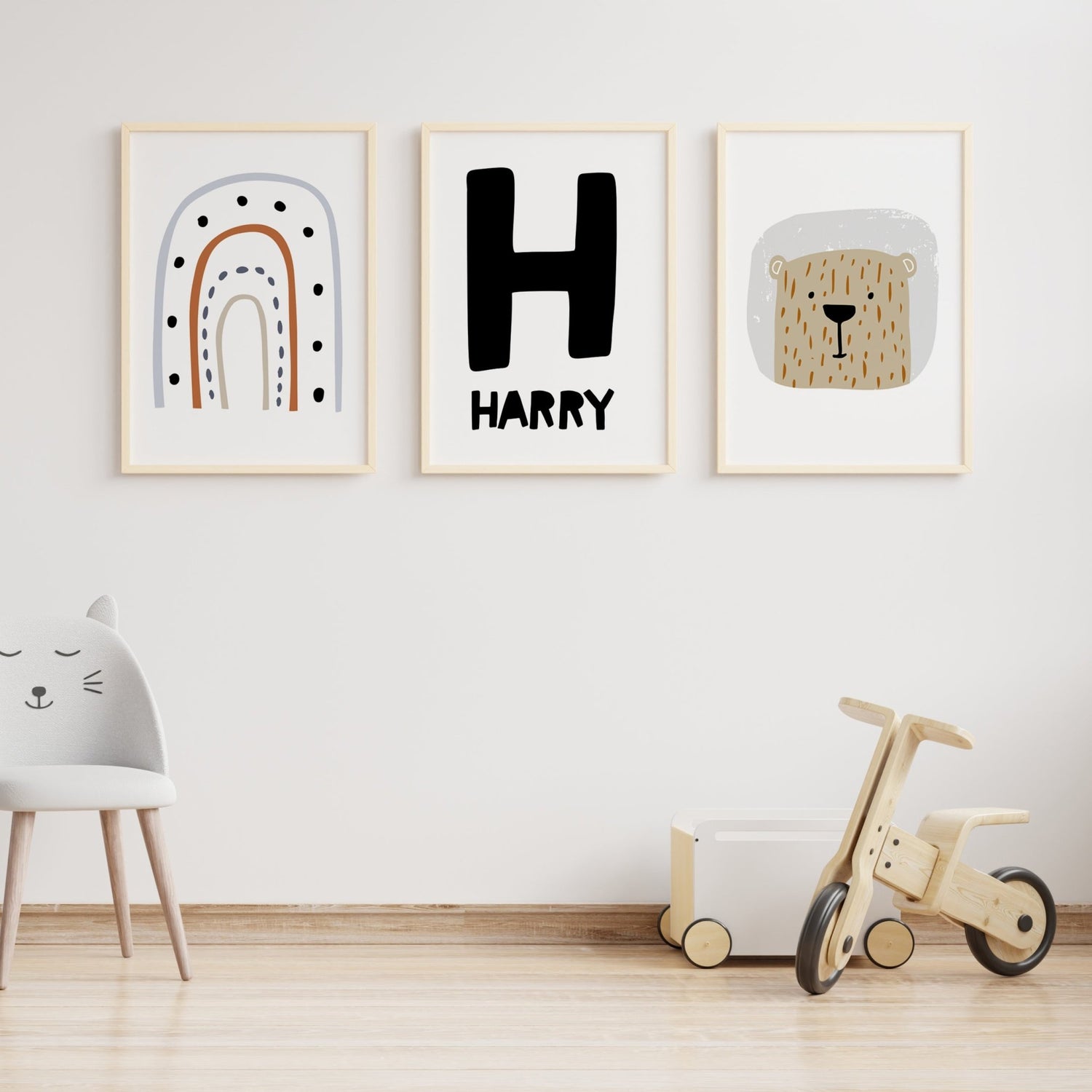 Bear, Rainbow & Name Prints