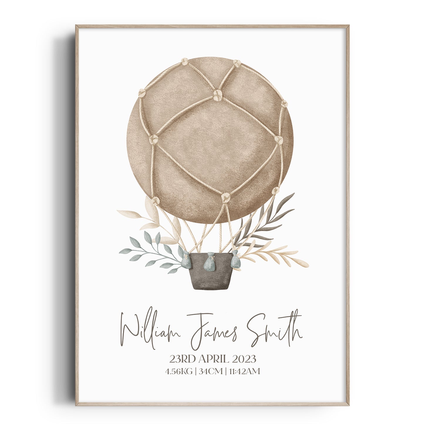 Boho Hot Air Balloon Birth Print