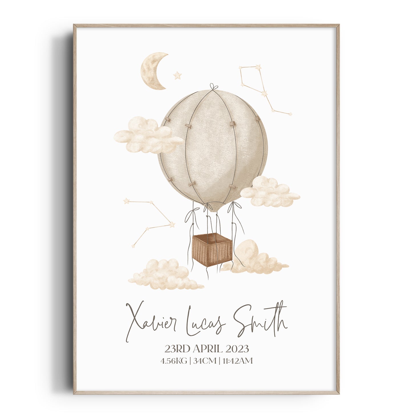 Boho Hot Air Balloon Birth Print
