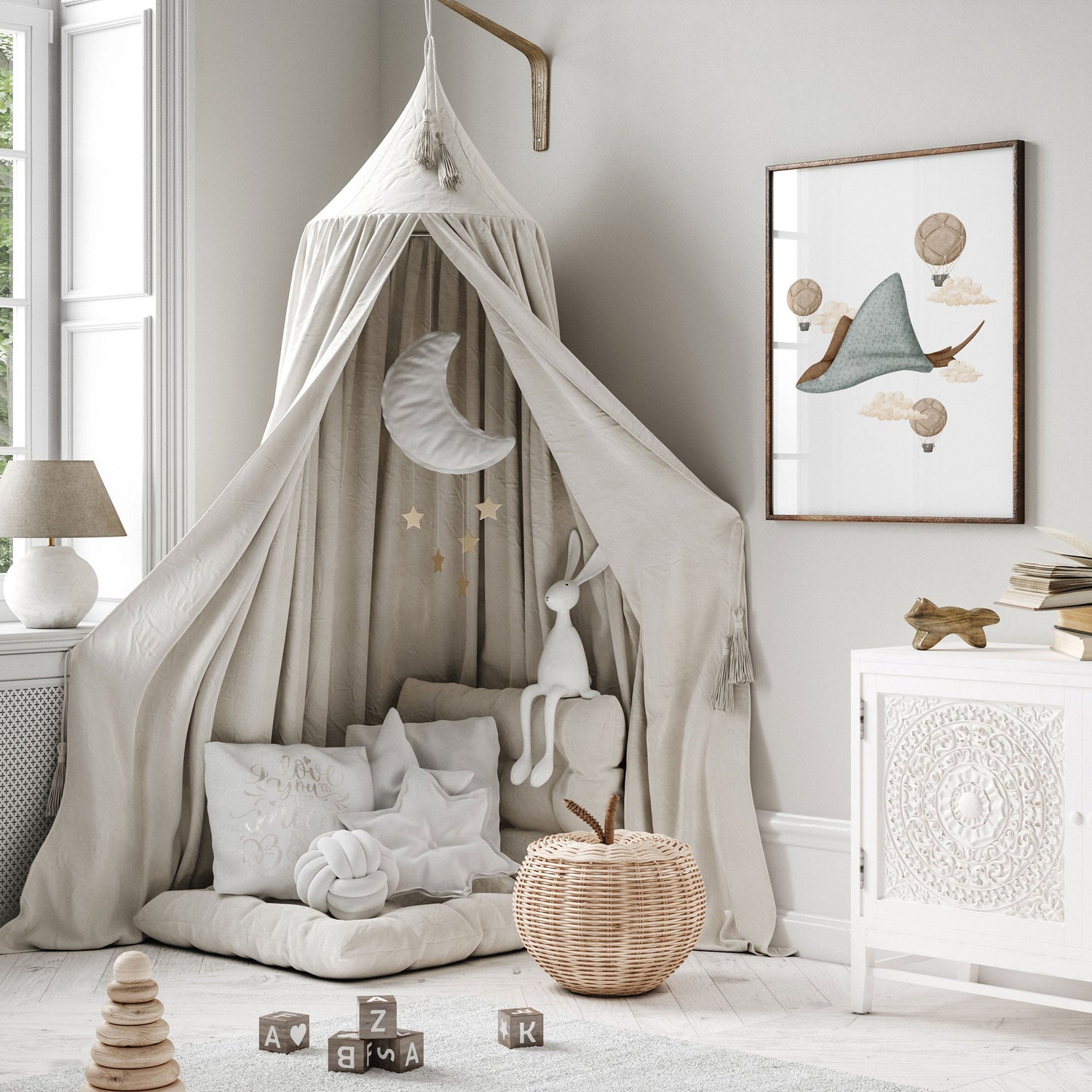 Boho Stingray & Hot Air Balloon Print