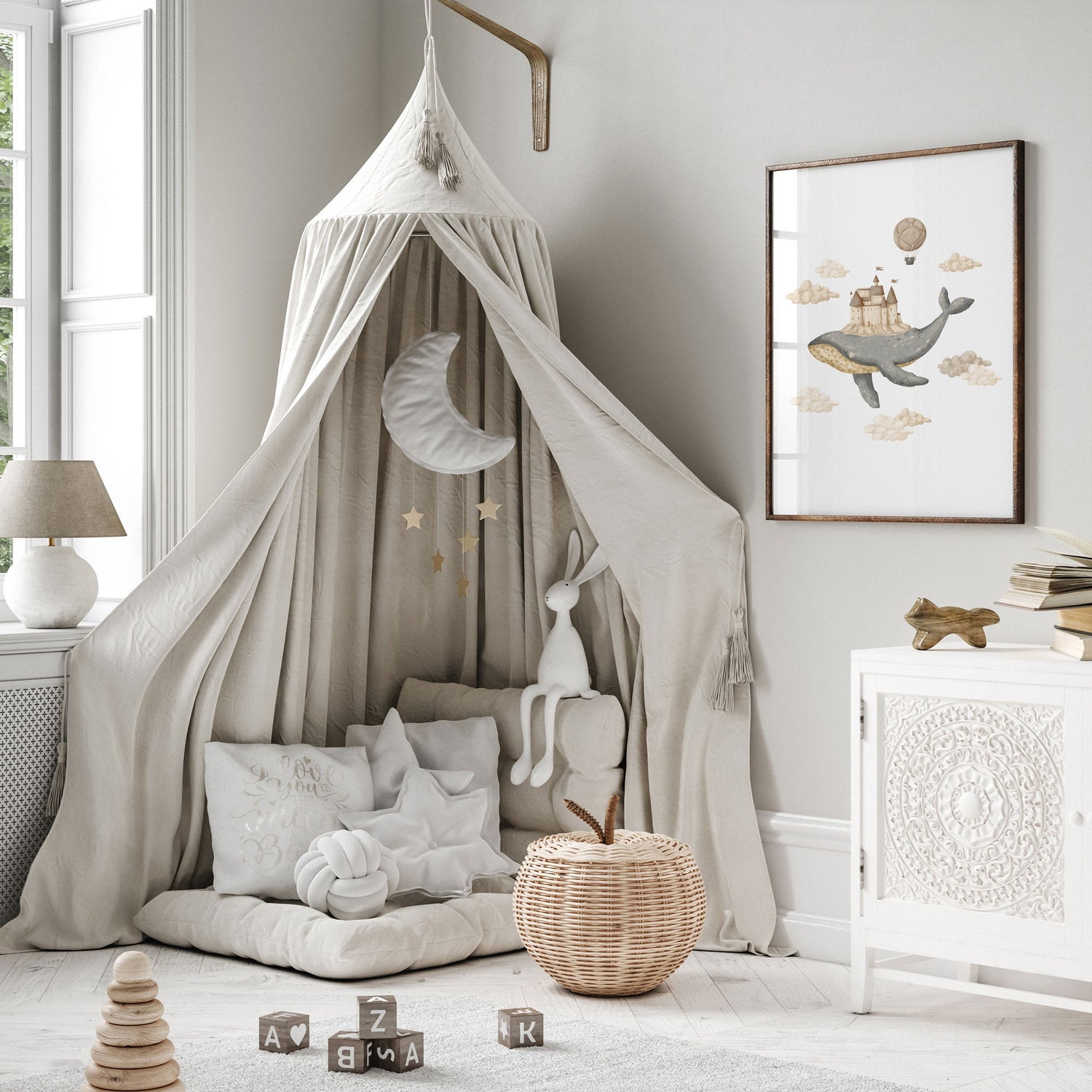 Boho Whale & Castle Print