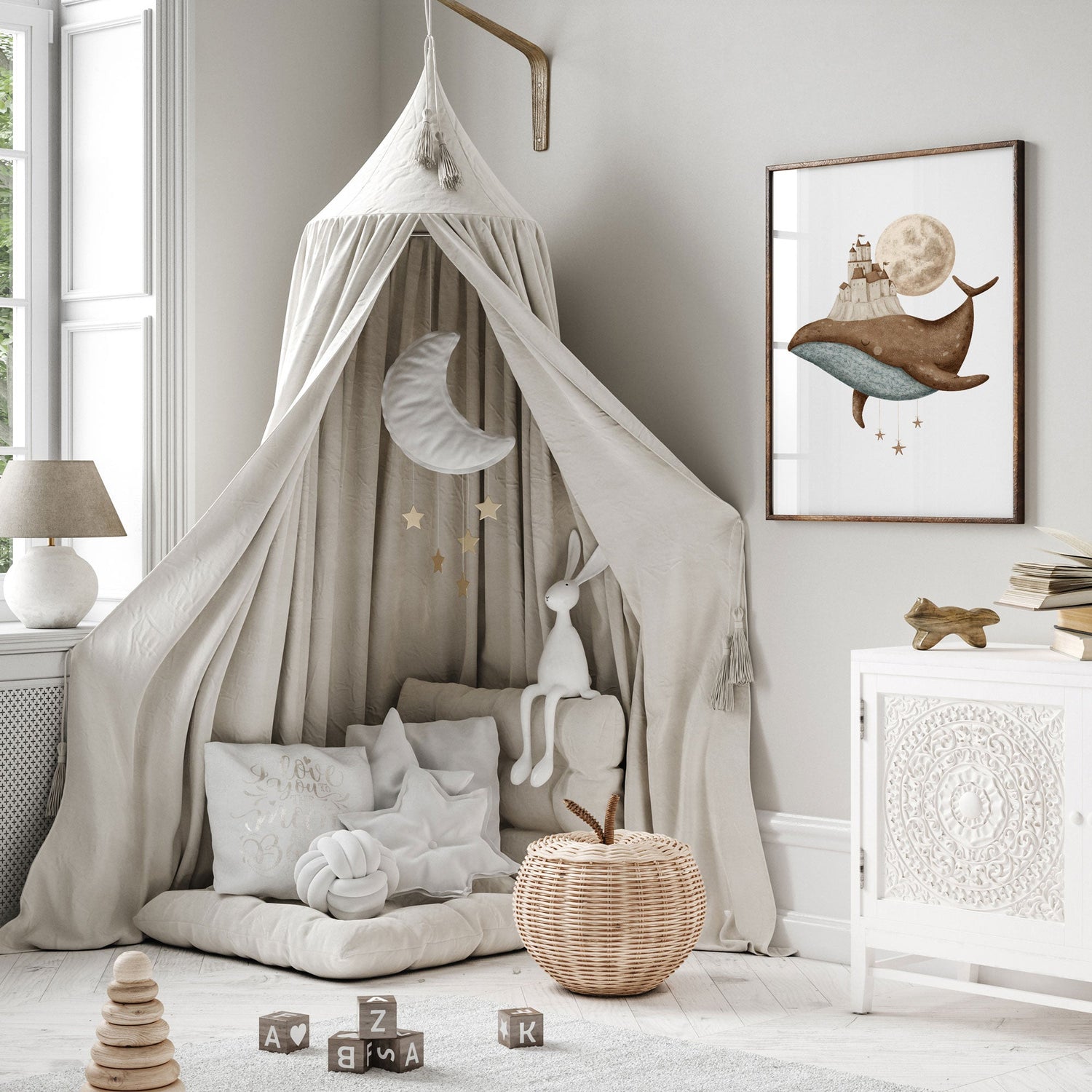 Boho Whale & Castle Print