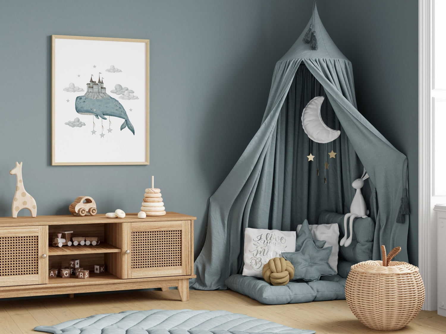 Boho Whale & Castle Print