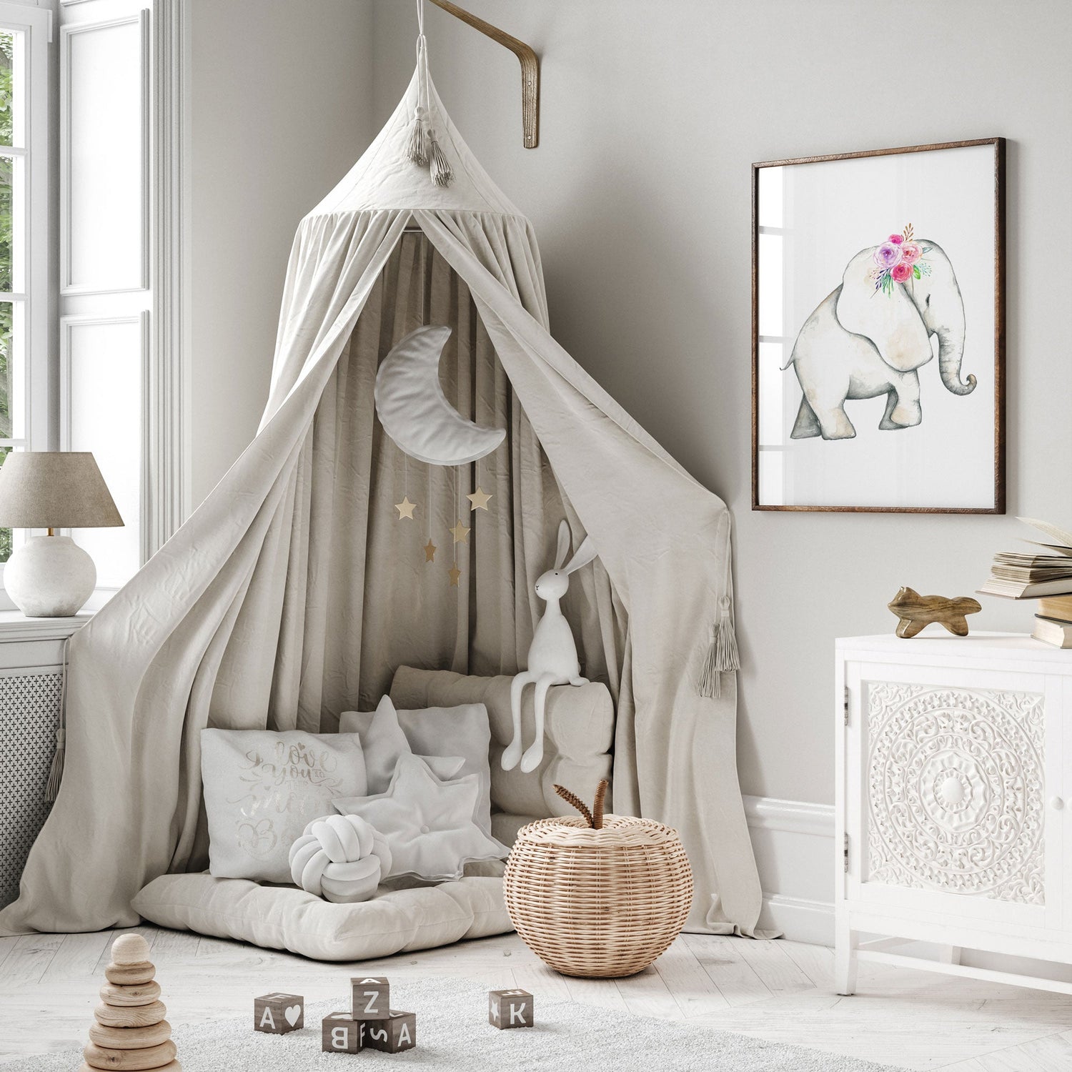 Boho Woodland Elephant Print