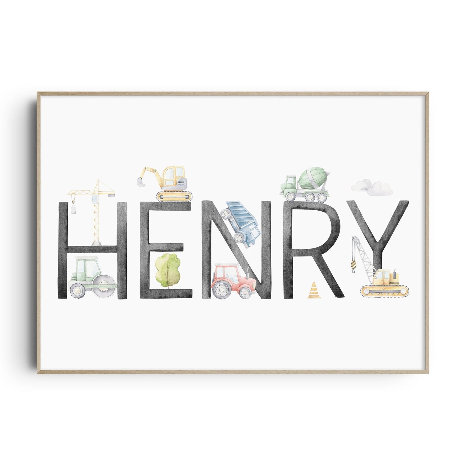 Construction Vehicle Name Print