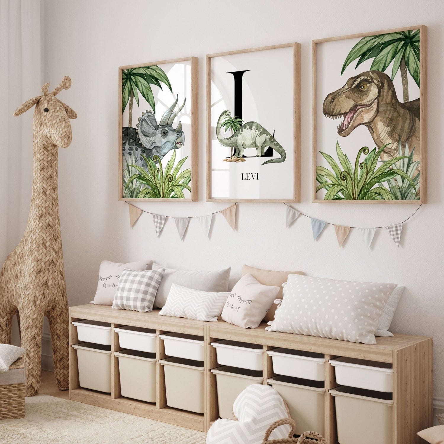 Boys Dinosaur Nursery Wall Art Prints