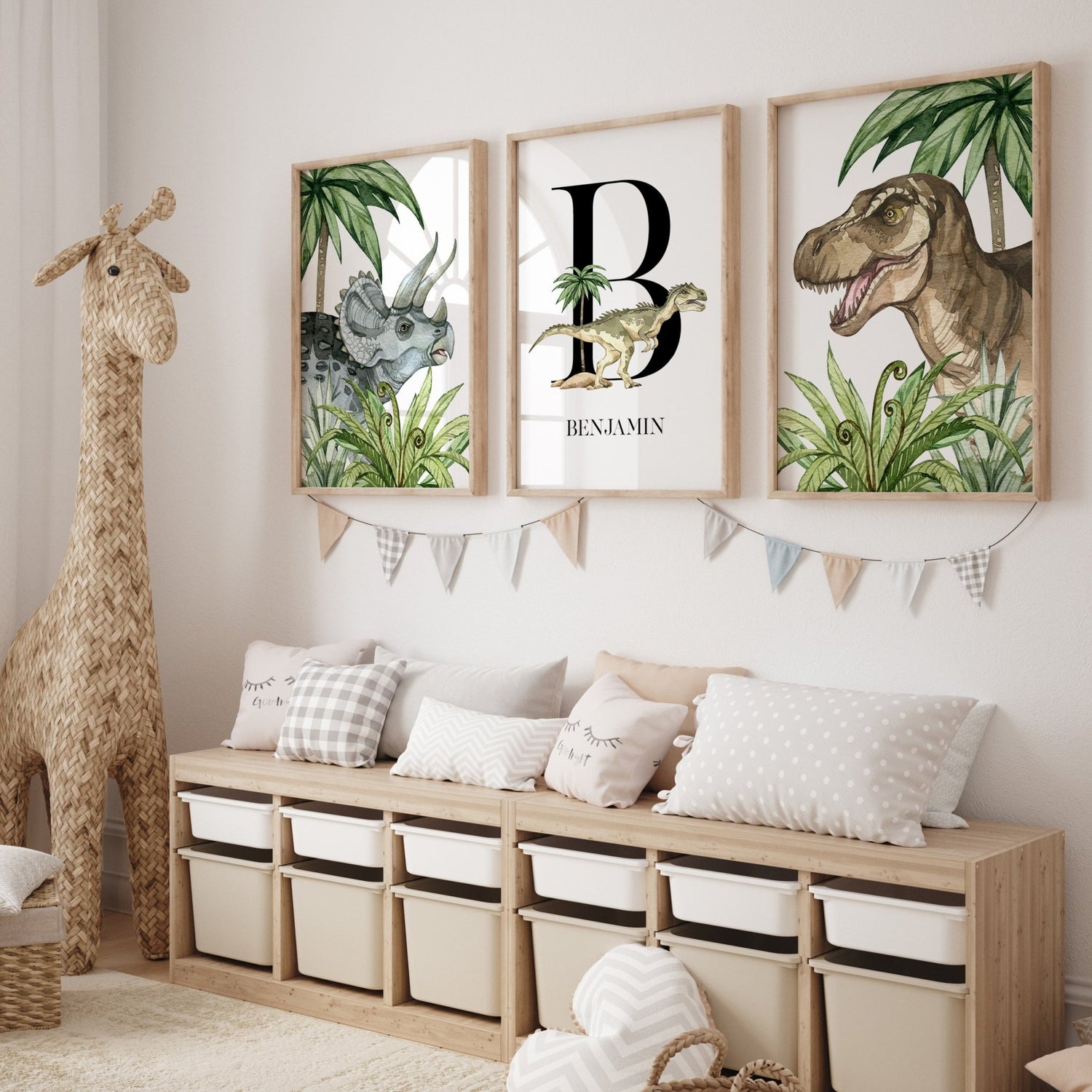 Boys Dinosaur Nursery Wall Art Prints