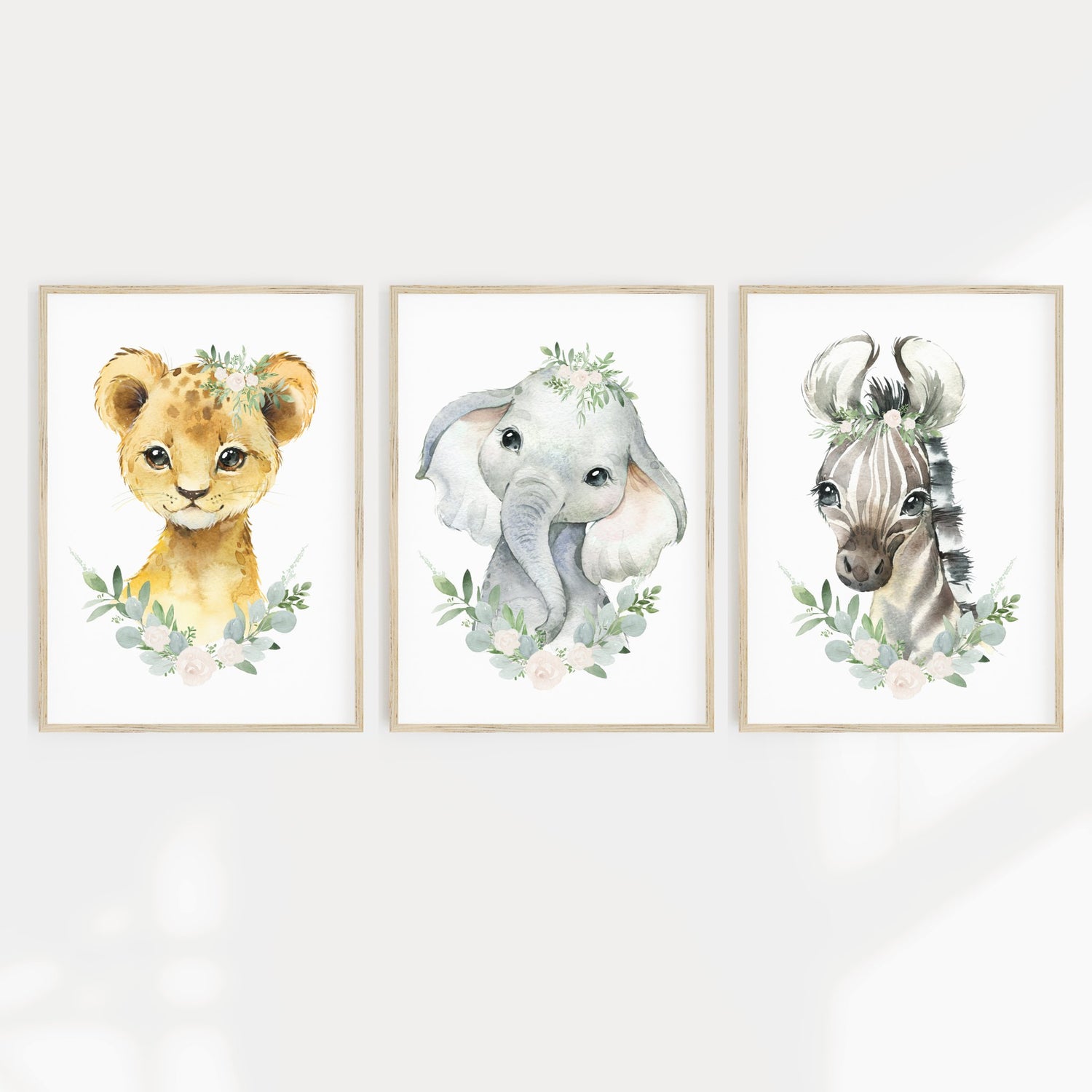 Floral Lion, Elephant & Zebra Prints