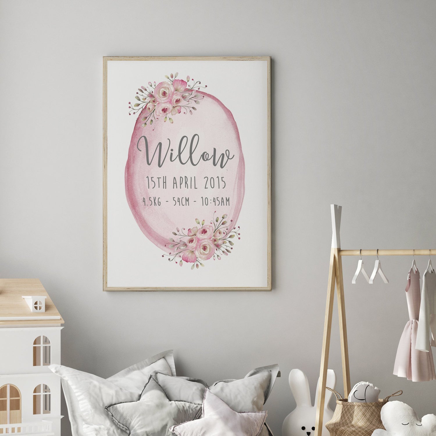 Floral Woodland Birth Print