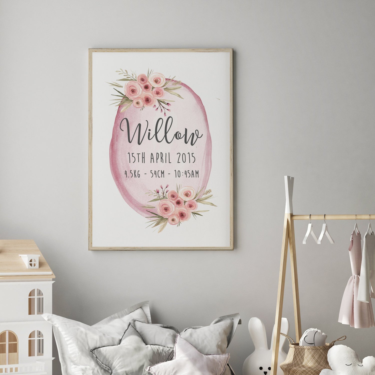 Floral Woodland Birth Print