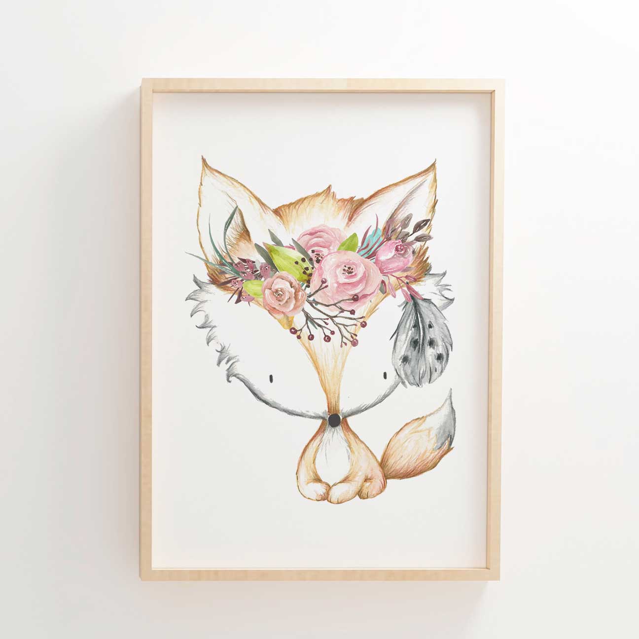 Floral Woodland Fox Print