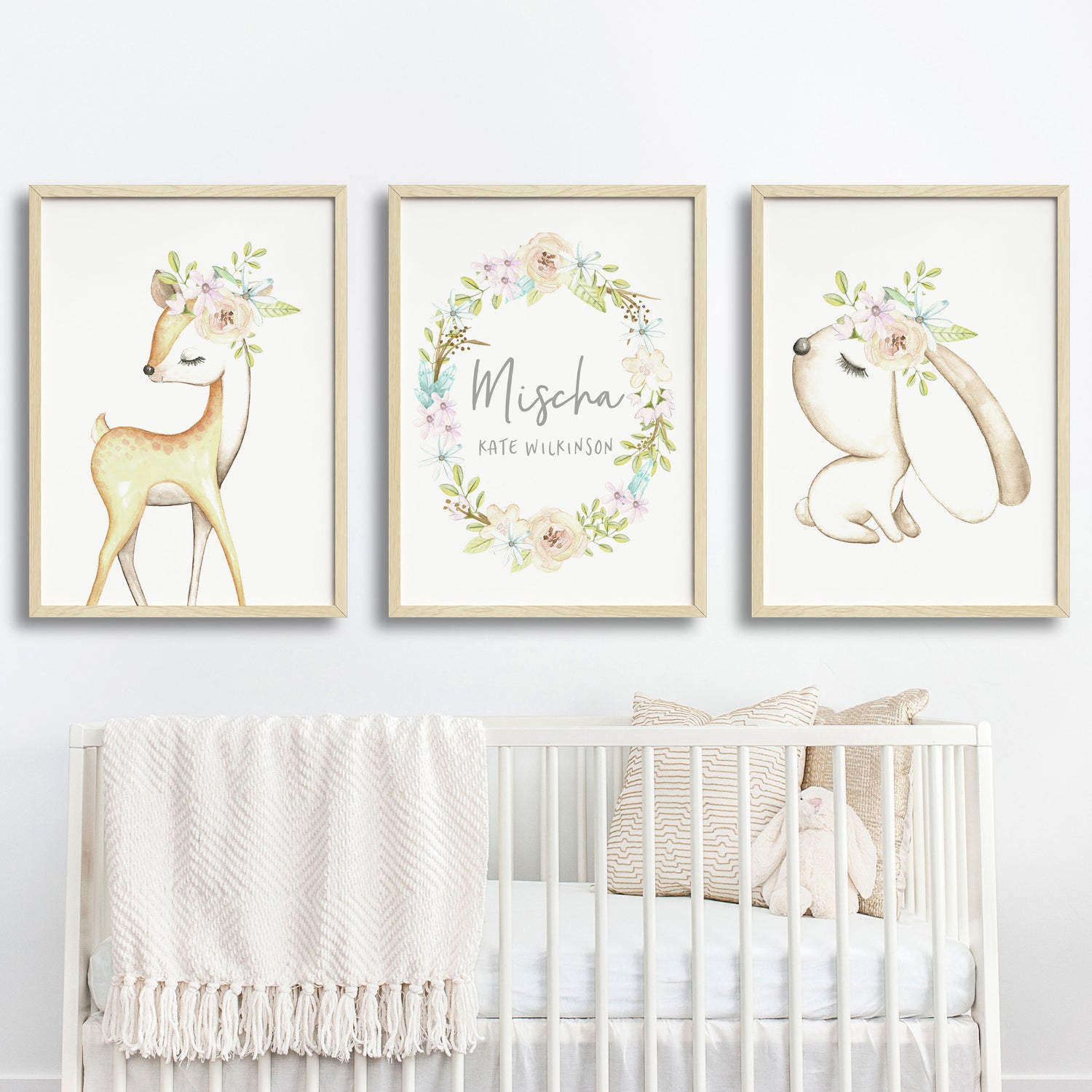 Woodland Deer, Bunny & Name Prints