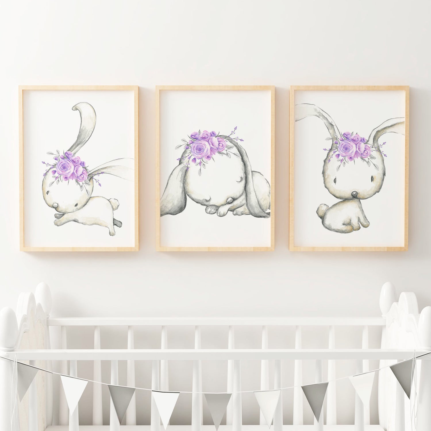 Woodland Boho Floral Bunny Prints