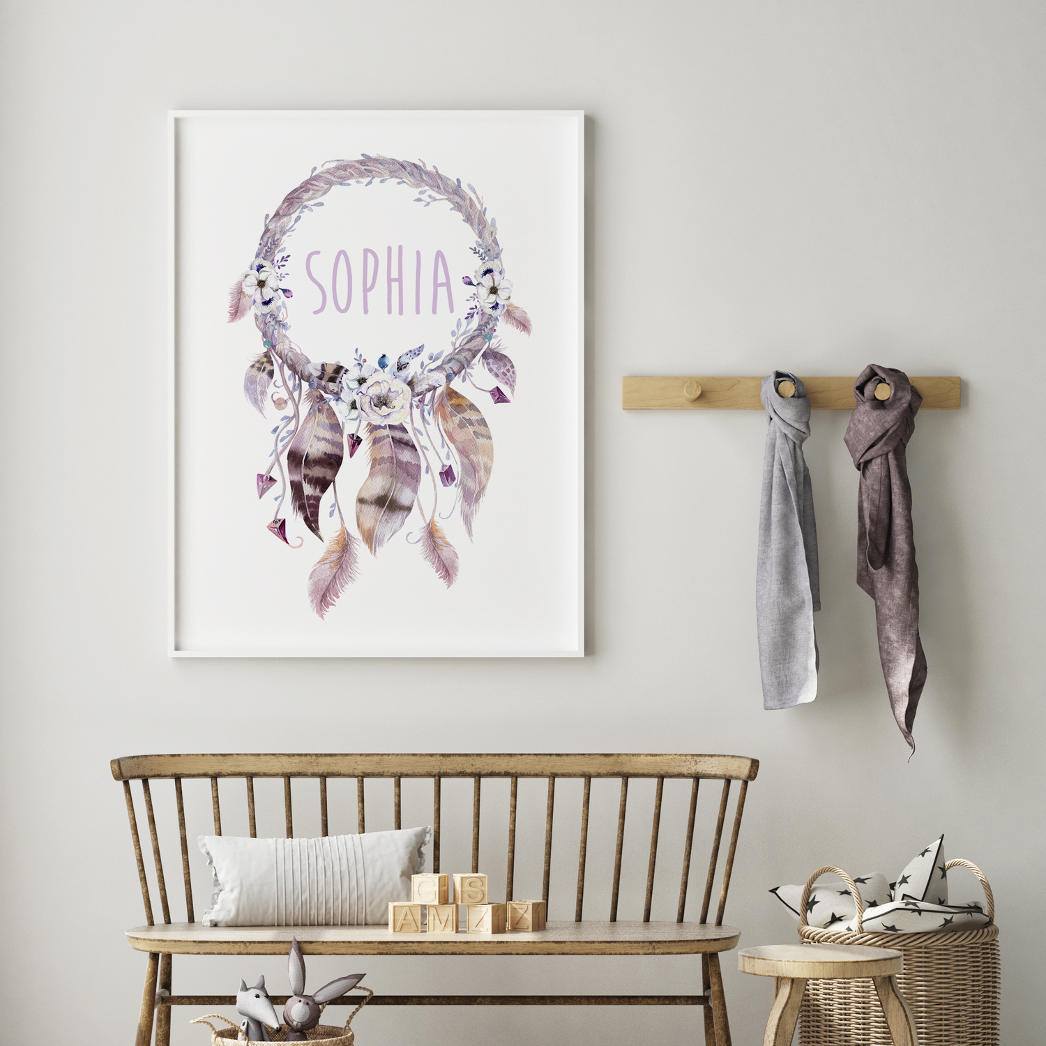 Woodland Boho Dreamcatcher Name Print