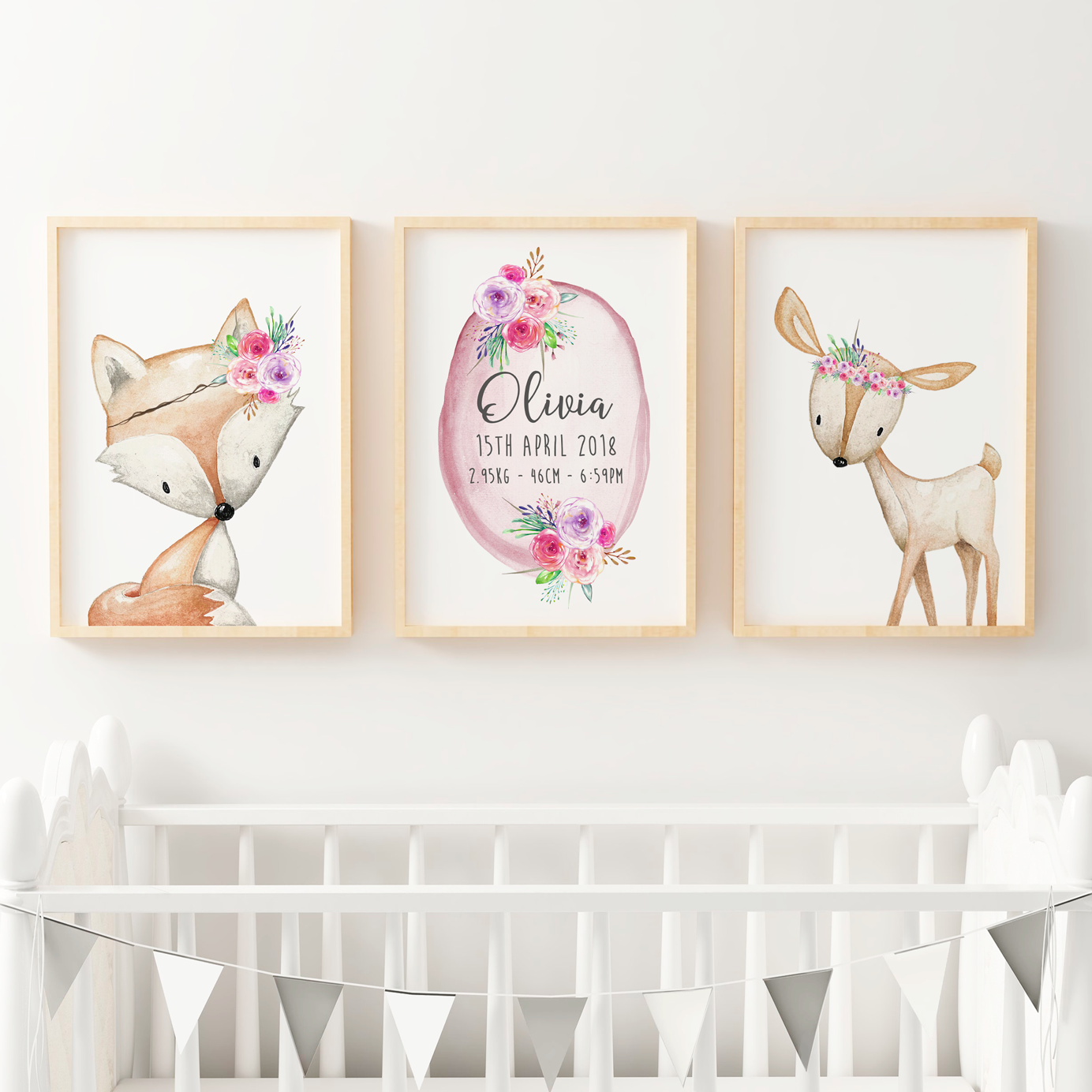 Woodland Fox, Deer & Birth Prints