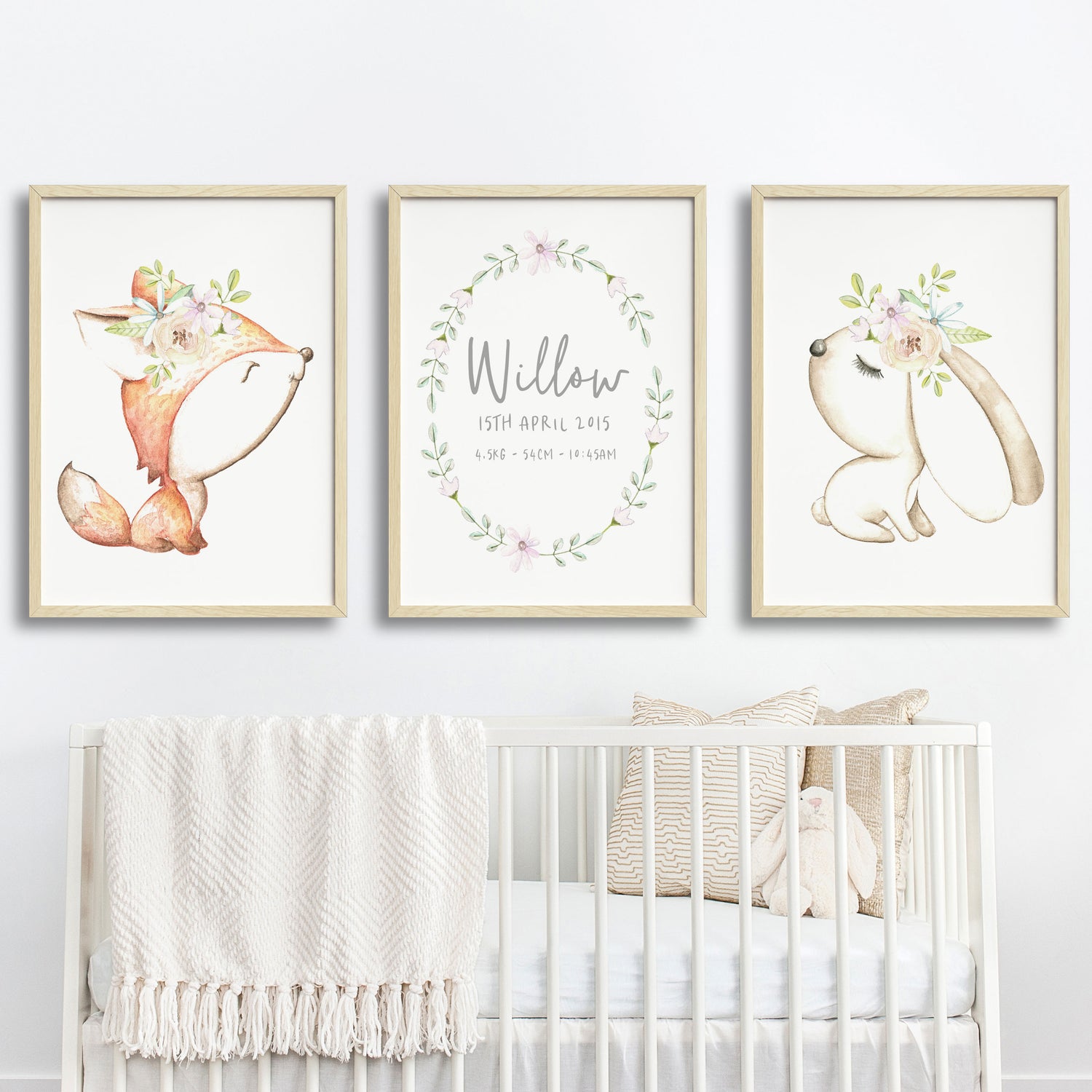 Woodland Fox, Bunny & Birth Prints
